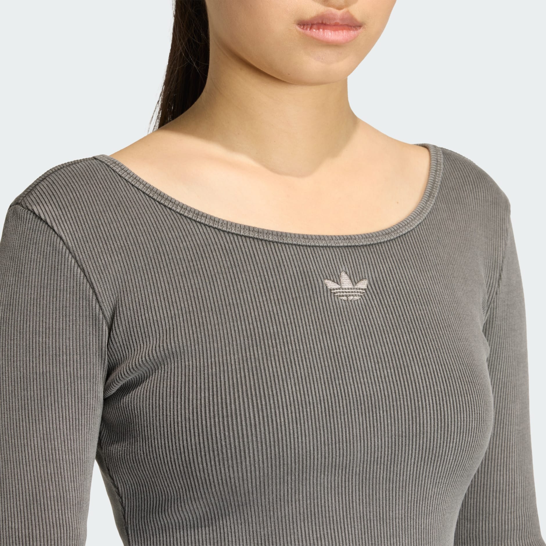 BODY ESSENTIALS RIB CU M&Acirc;NECĂ LUNGĂ WASHED