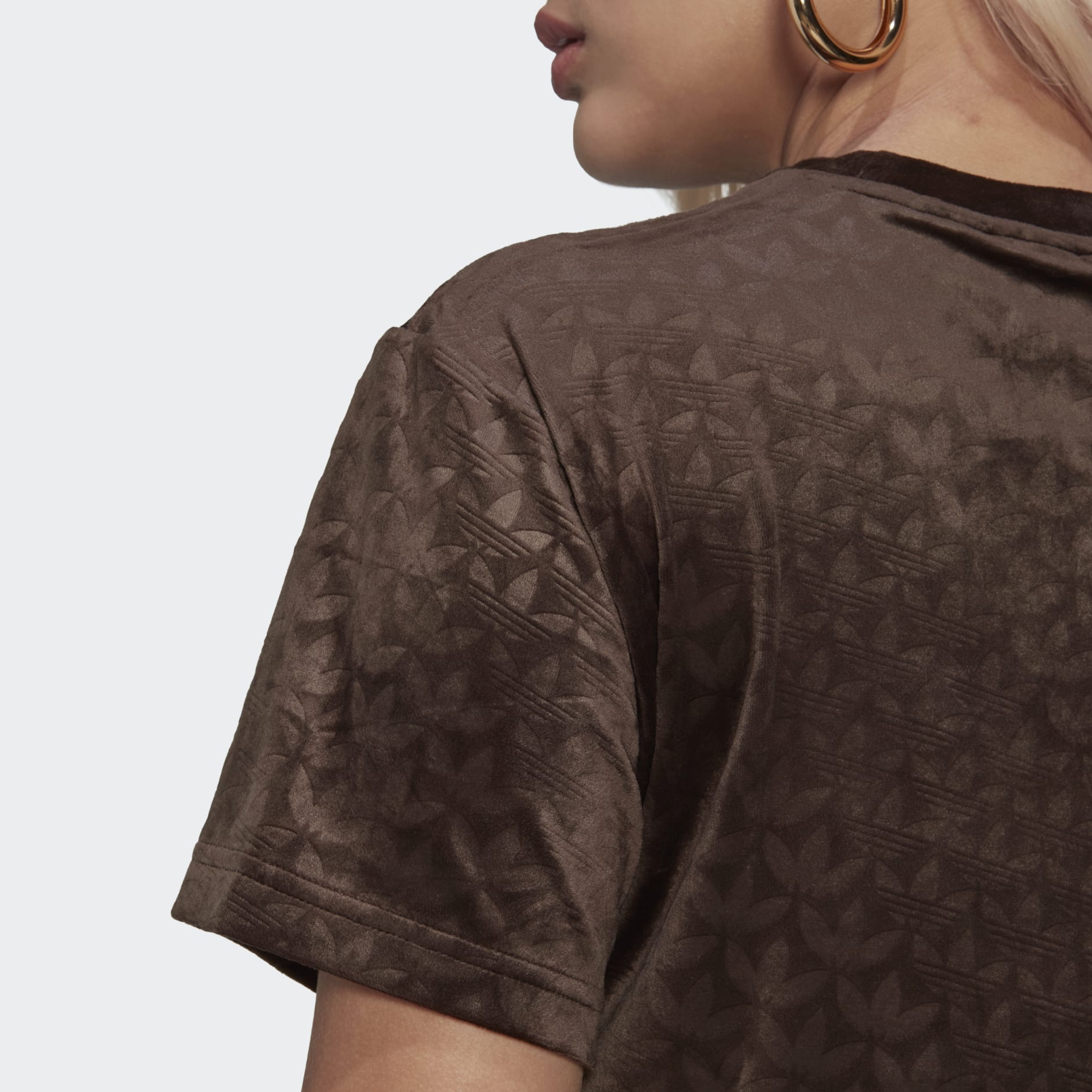 Crop Velvet Embossed Monogram Tee