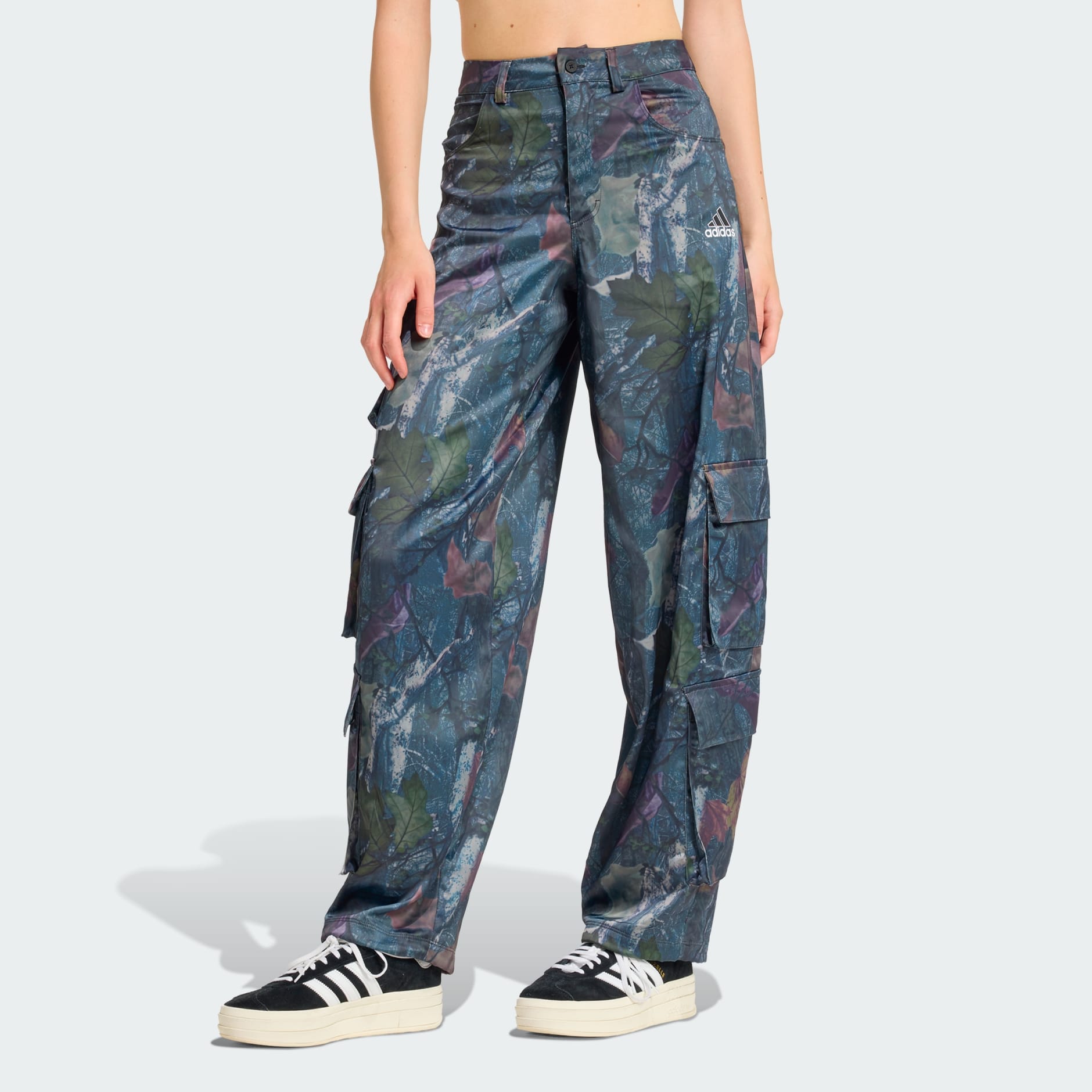 adidas Originals Leaf Camo Print Satin Cargo Pants