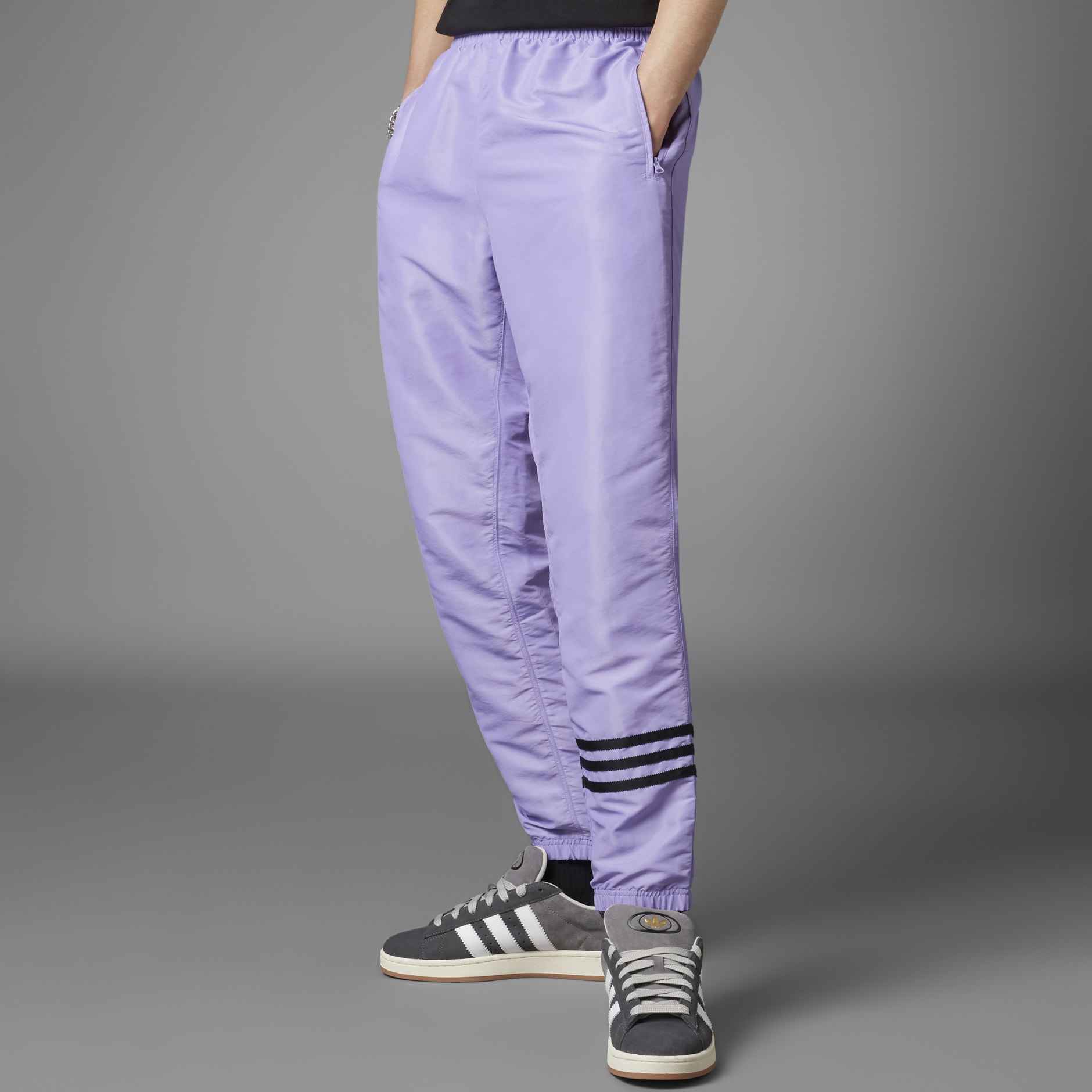 Bruno Purple Shiny Nylon 3-Stripe Wind Pants | The Parachute Pants Store