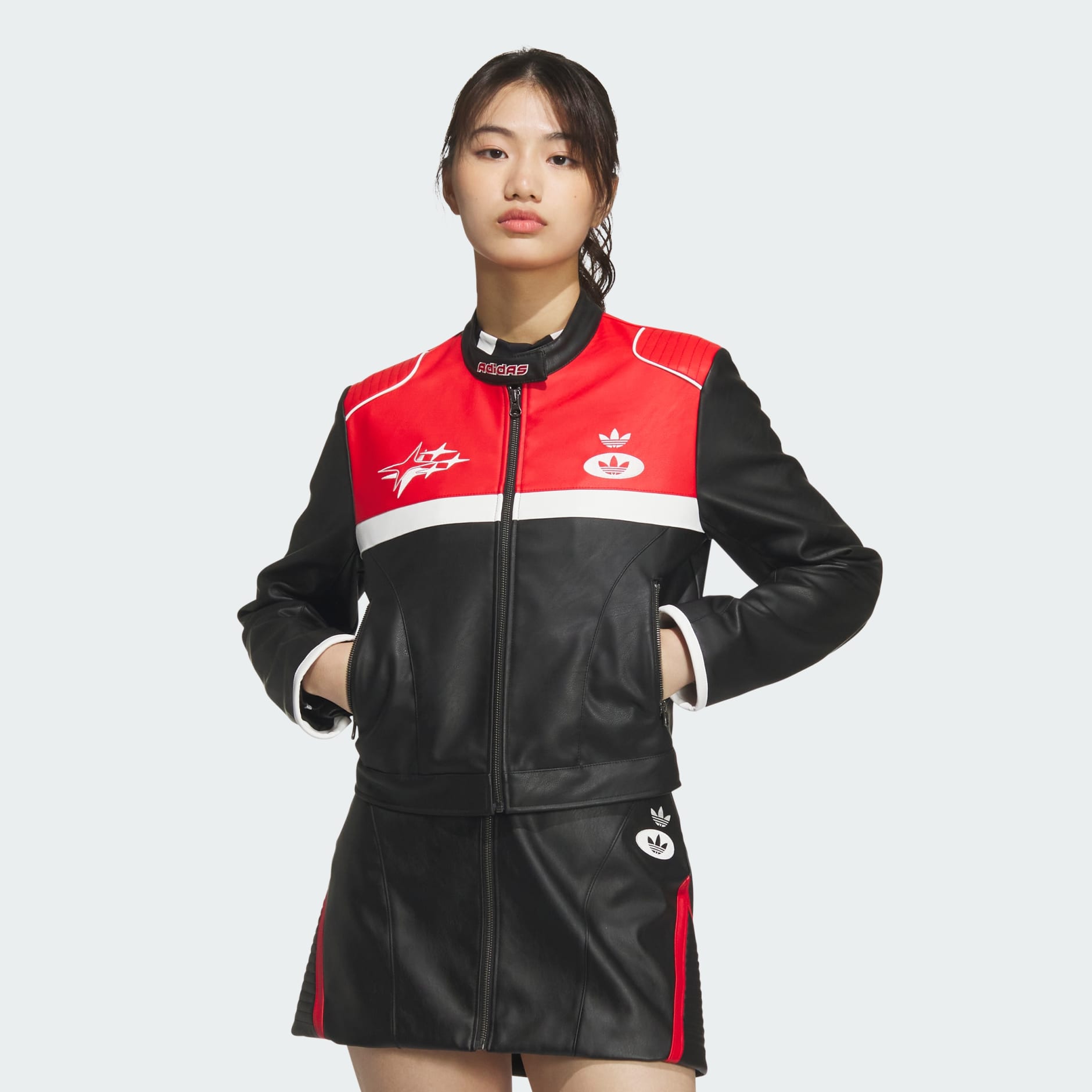 【adidas】RACING V-DAY PLEATHER JACKET★プリーザージャケット adidas】RACING V-DAY PLEATHER JACKET☆プリーザージャケット