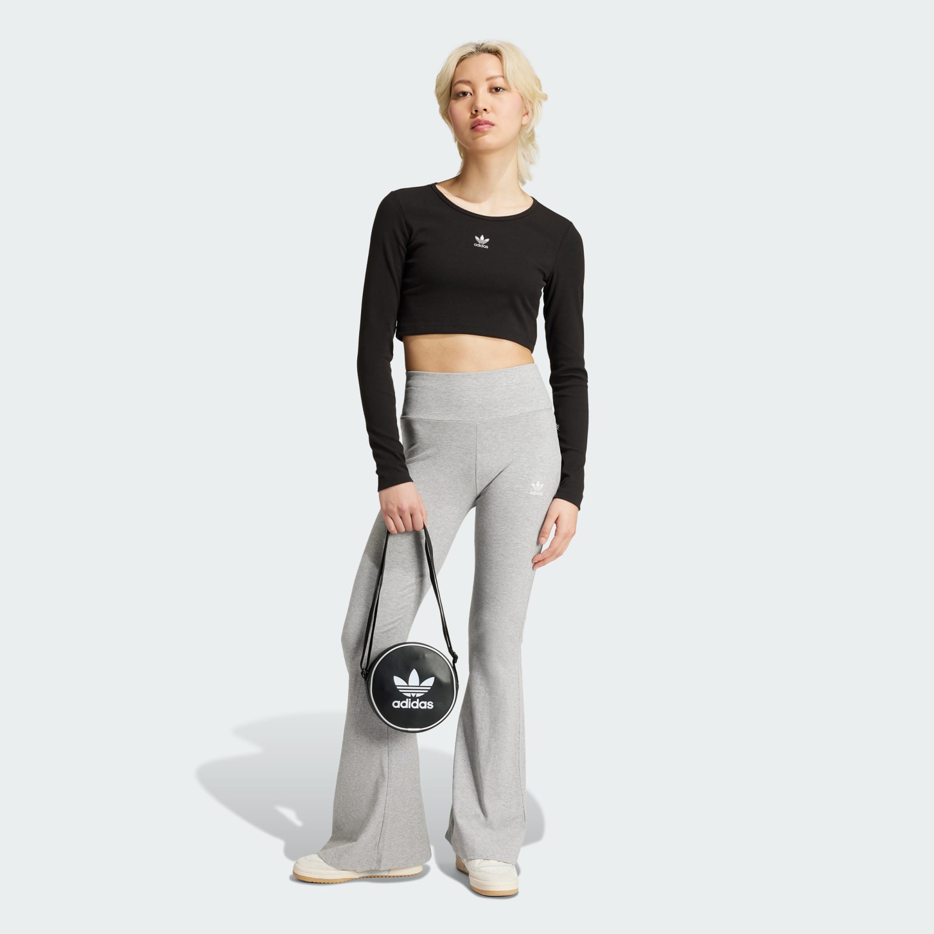 Clothing - Essentials Ribbed Crop Long Sleeve Tee - Black