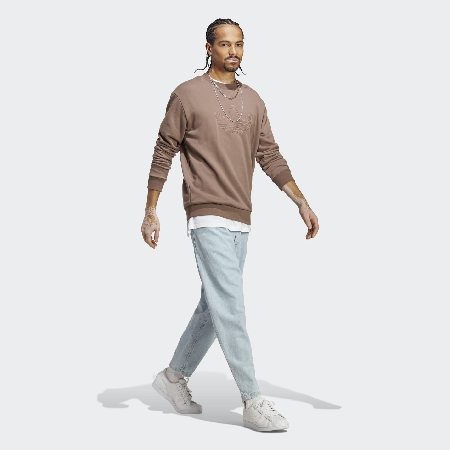 Clothing - Graphics Monogram Crew Sweatshirt - Brown | adidas South Africa