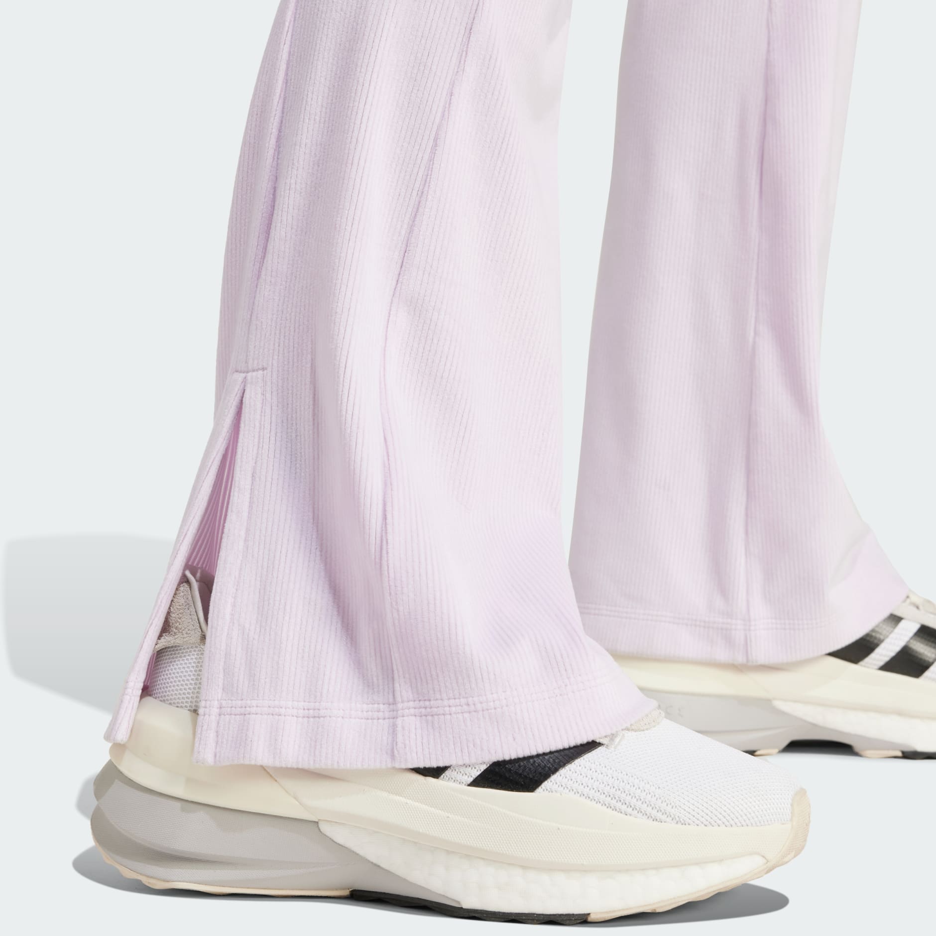 スパッツ・レギンス adidas Tee-cut 3S velor flared leggings lavender IX9560 Tiro Cut 3-Stripes Stretchy Velour Flared Leggings - Purple