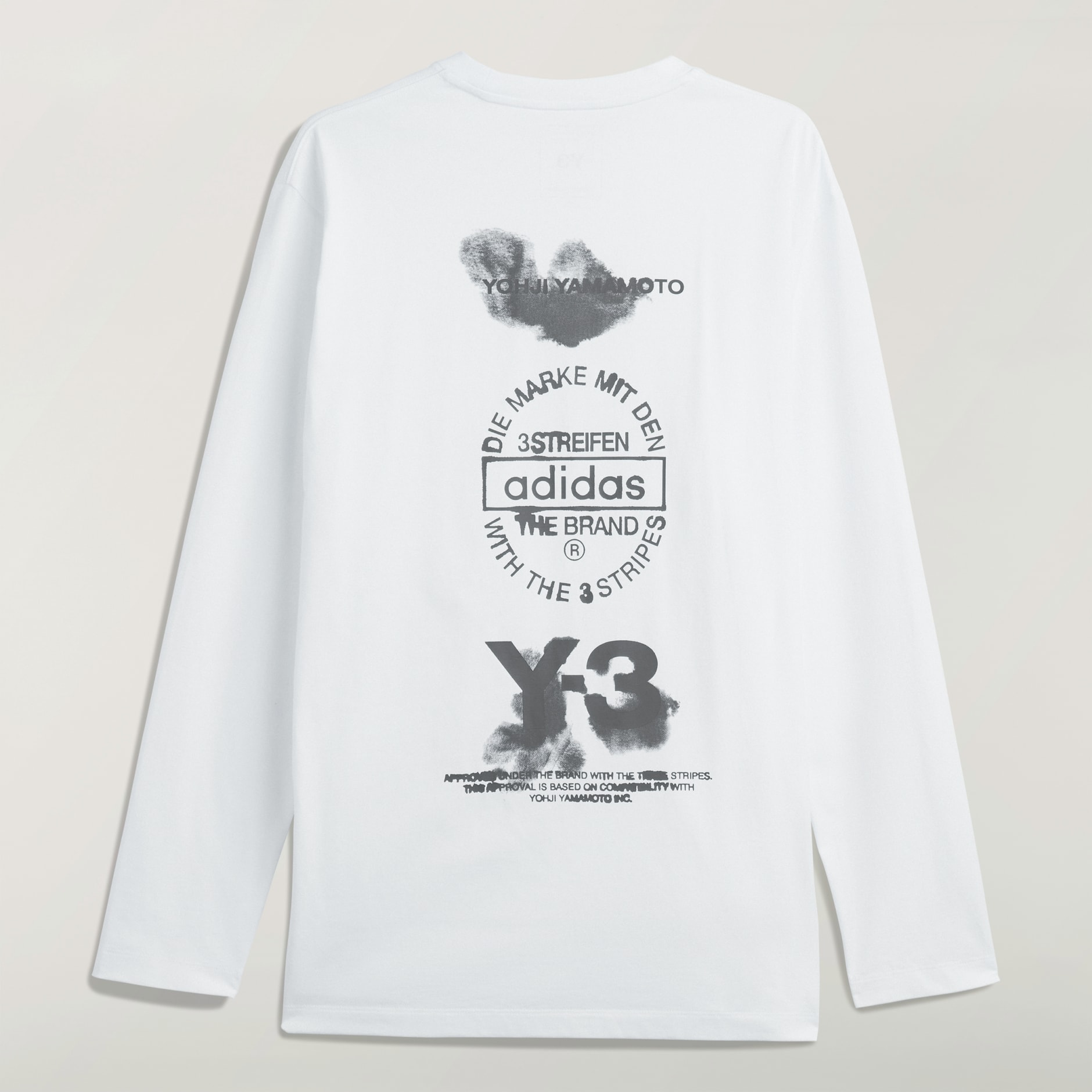 Tricou Y-3 cu imprimeu grafic, cu m&acirc;neci lungi