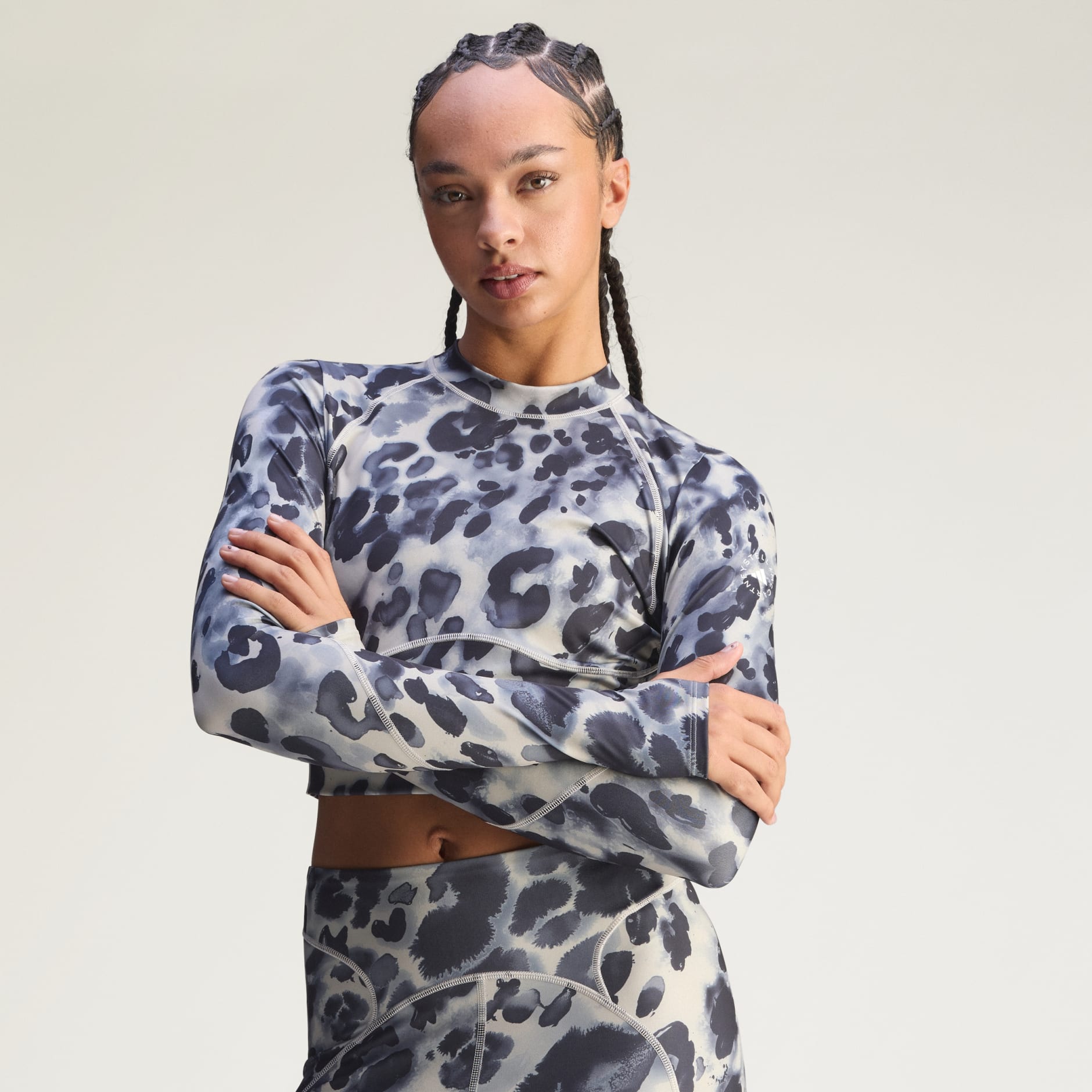 adidas by Stella McCartney Training Longsleeve Crop Printed Top