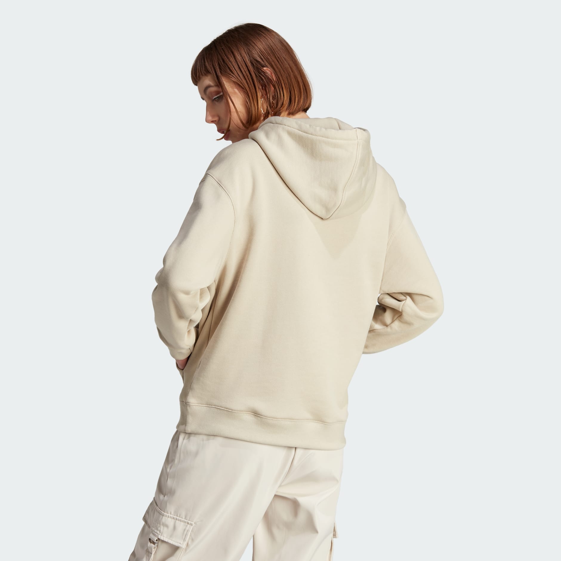 Adidas trefoil 2024 hoodie beige