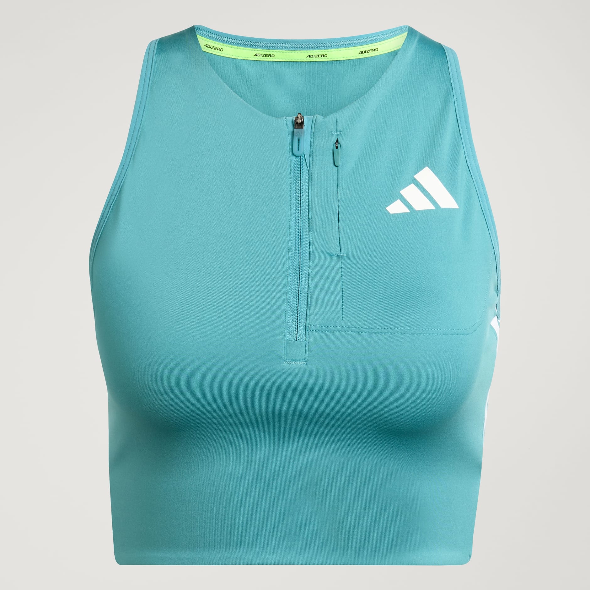 CLOTHING - Adizero Running Gel Pocket Crop Top - Turquoise