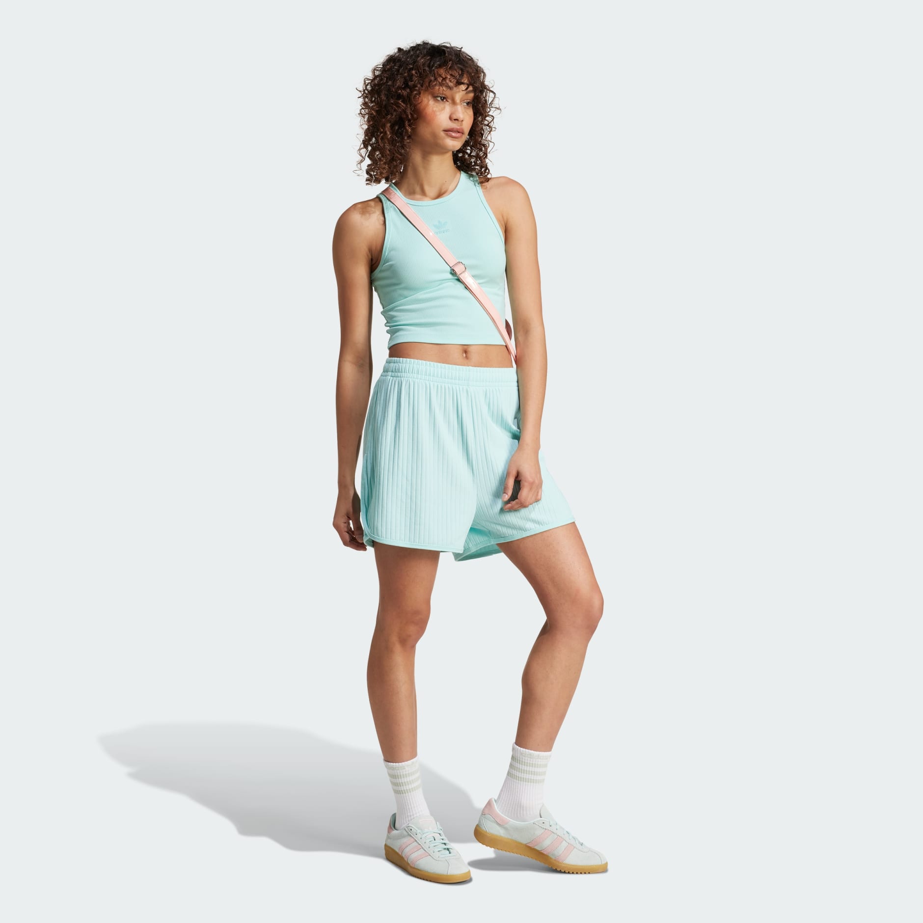 adidas Essentials Wide Rib Sprinter Shorts - Turquoise