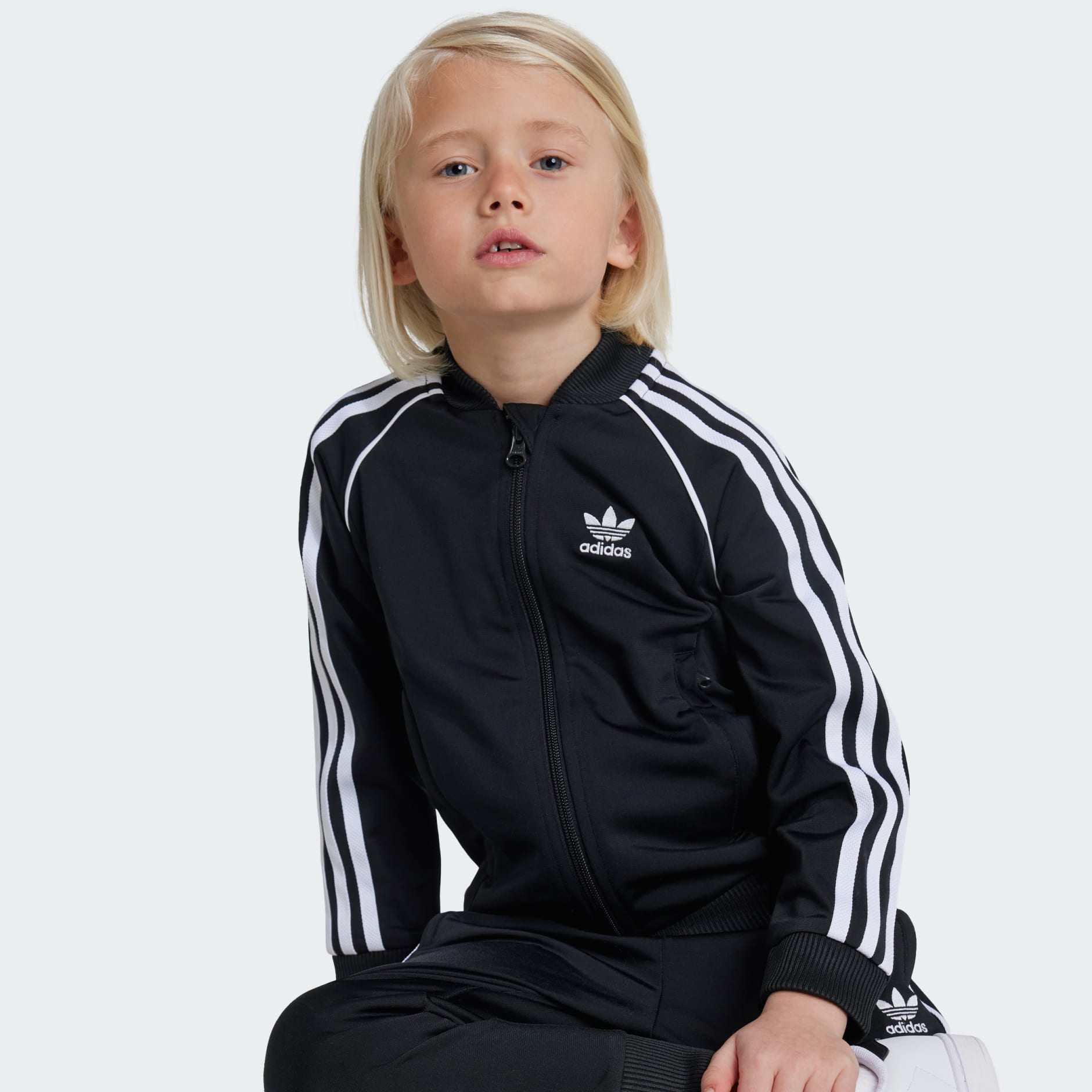 Adidas black tracksuit kids fashion