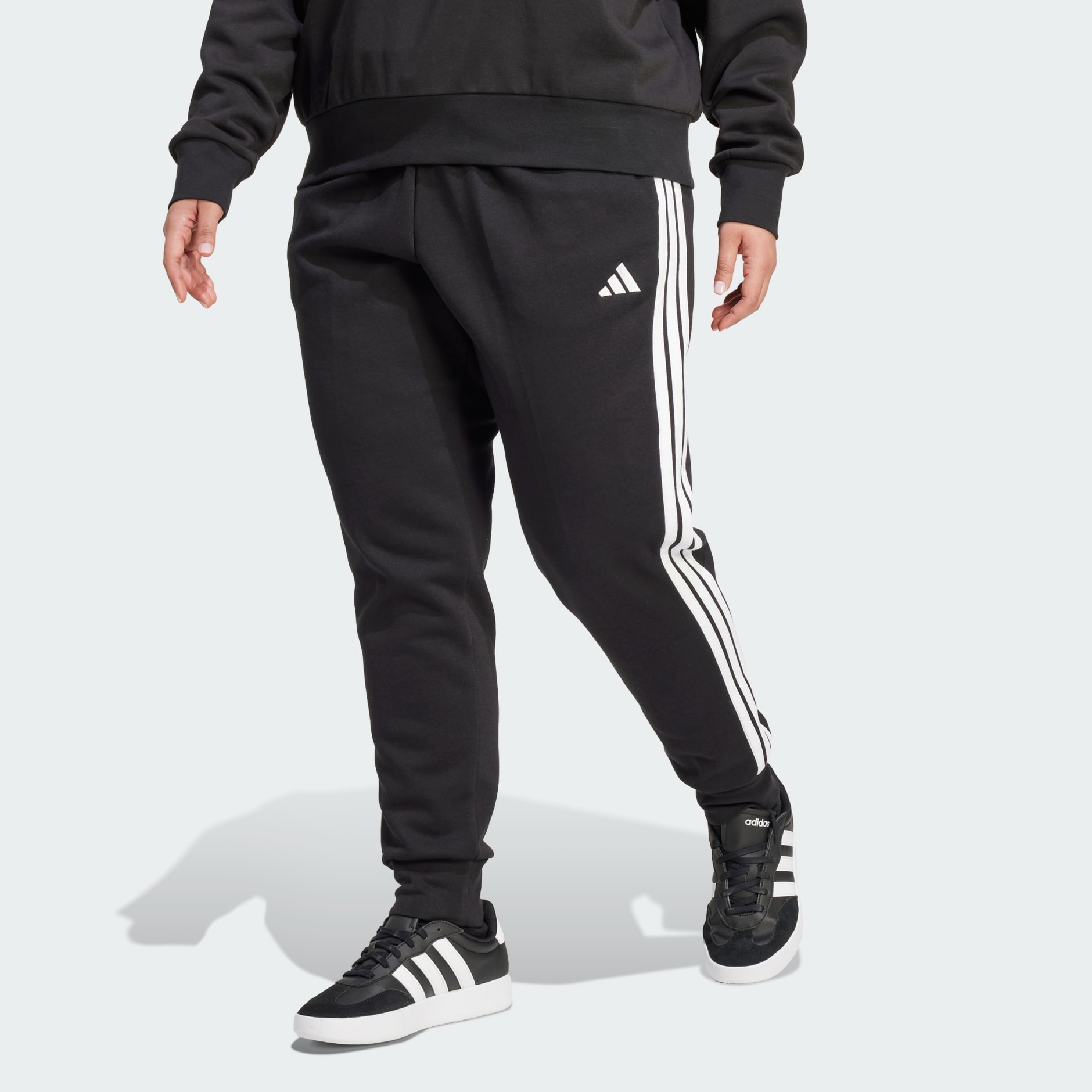 Hlače Essentials 3-Stripes Fleece Slim (veće veličine)