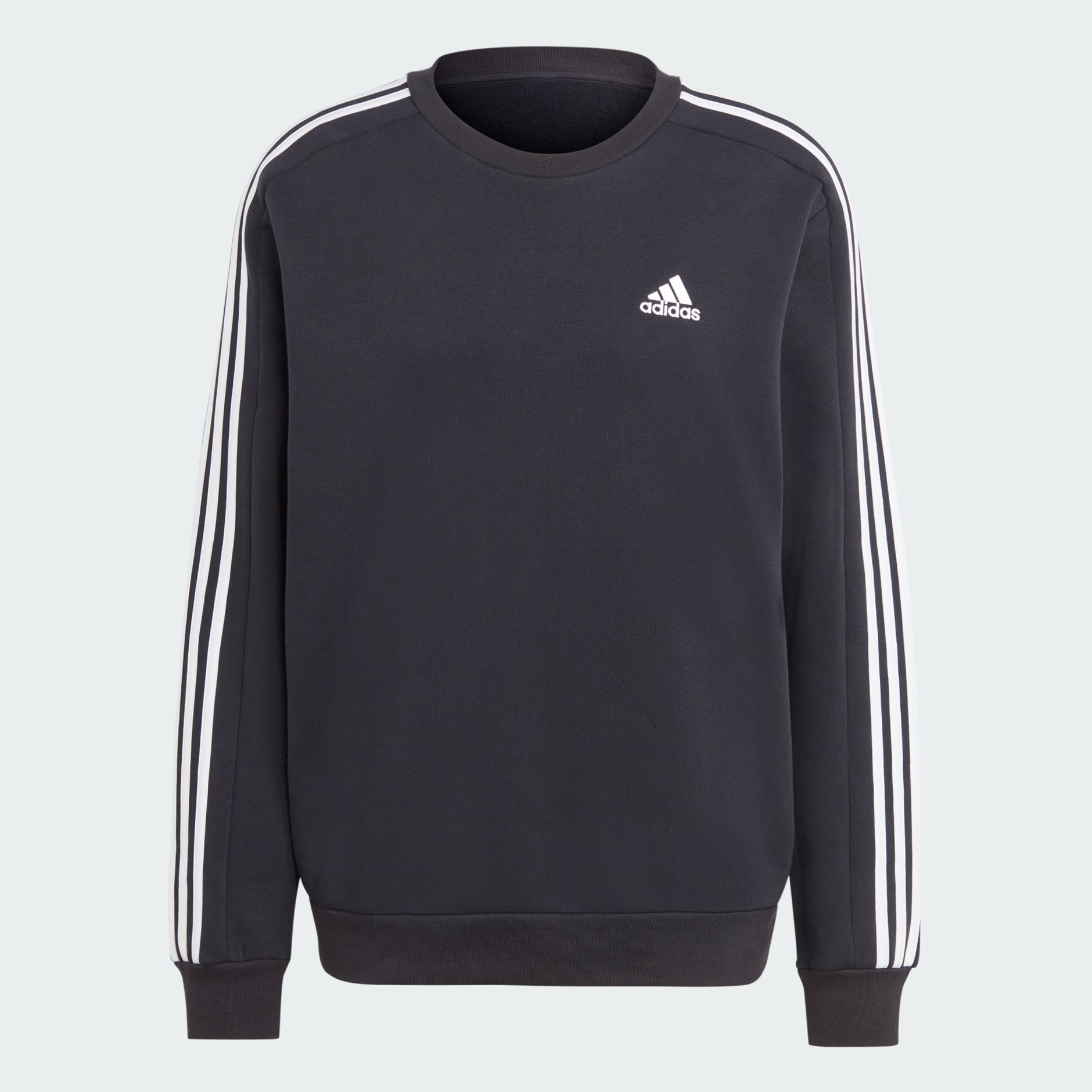 adidas Essentials Fleece 3-Stripes Sweatshirt - Black | adidas UAE