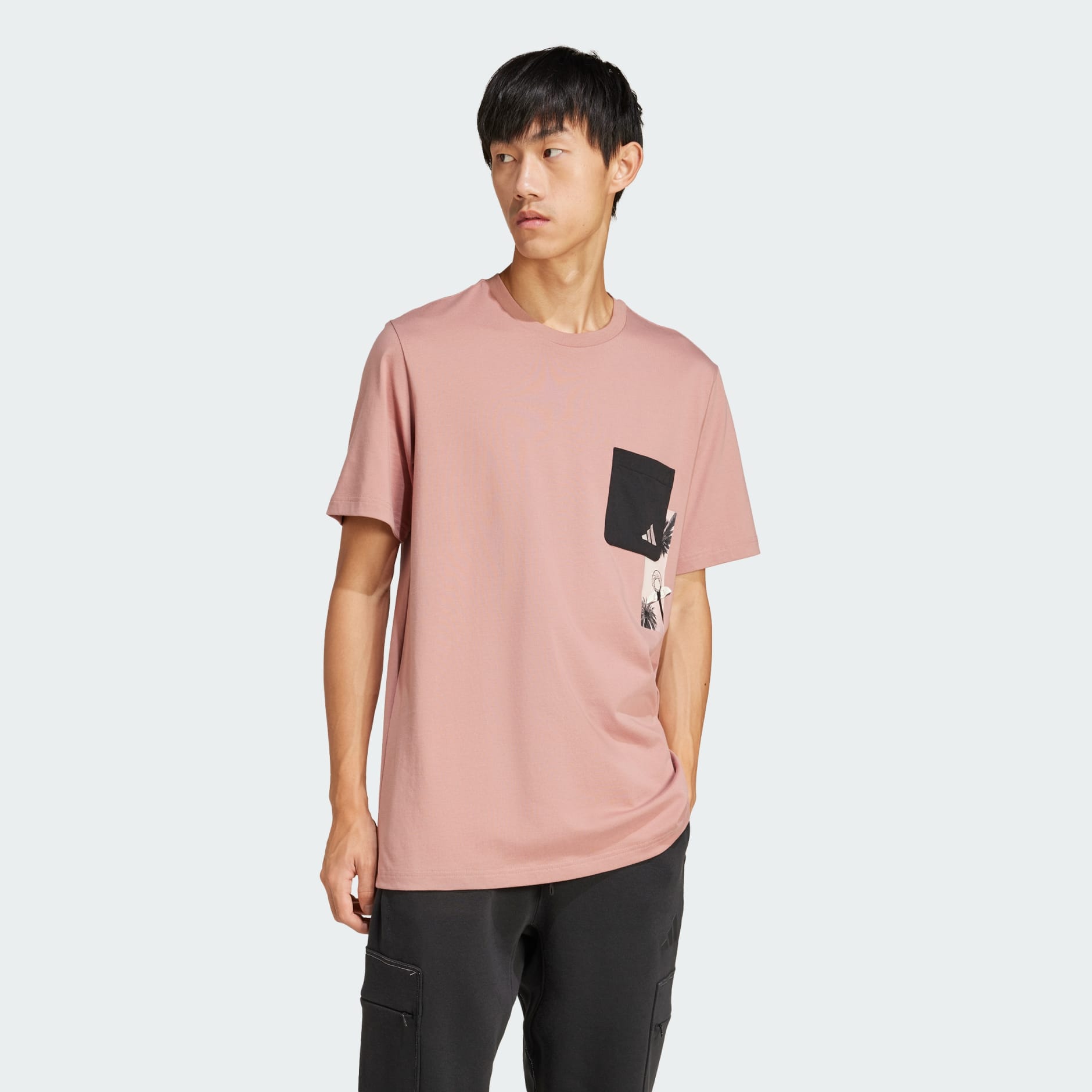 Clothing - Lens Elevated Pocket Graphic Tee - Pink | adidas Oman