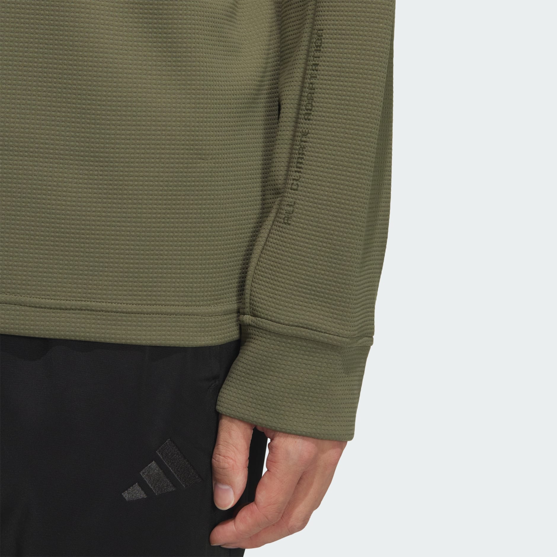 現代科技華夫格半幅拉鍊圓領汗衫