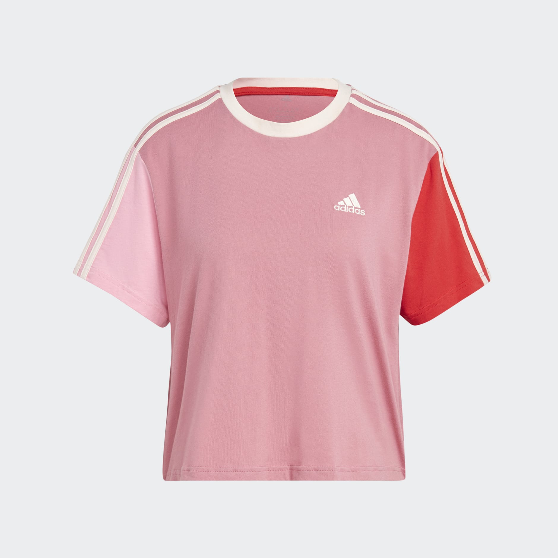 Women's Clothing - Essentials 3-Stripes Single Jersey Crop Top - Pink |  adidas Egypt
