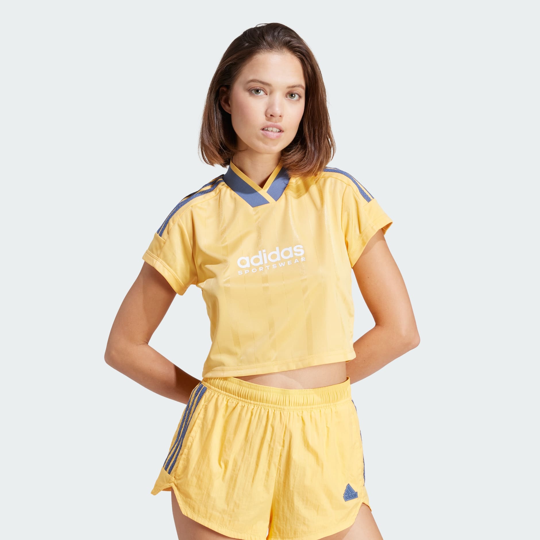 Adidas crop top yellow on sale