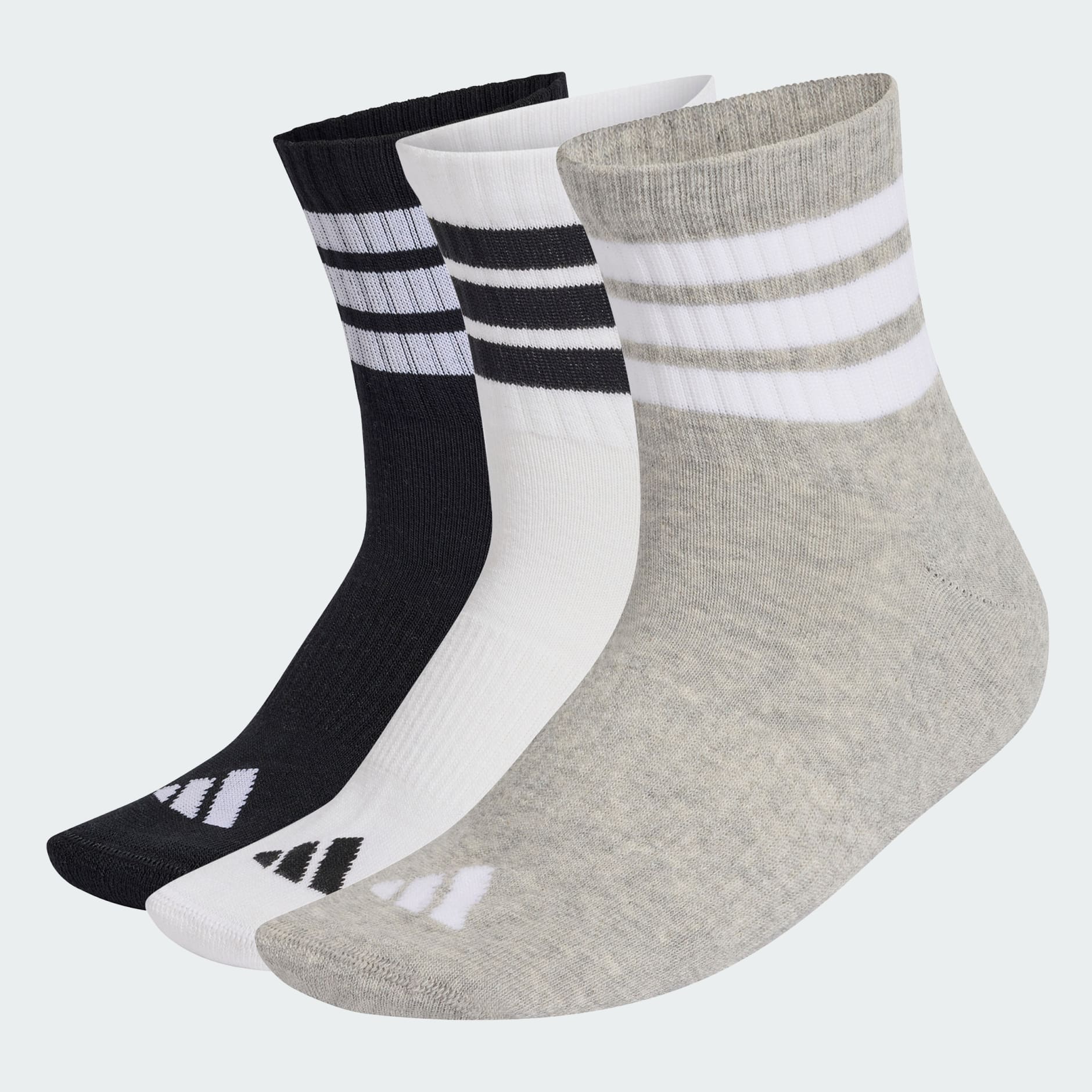 LOT DE 3&nbsp;PAIRES DE CHAUSSETTES AMORTIES SPORTSWEAR MI-MONTANTES &Agrave; MOTIF 3&nbsp;BANDES