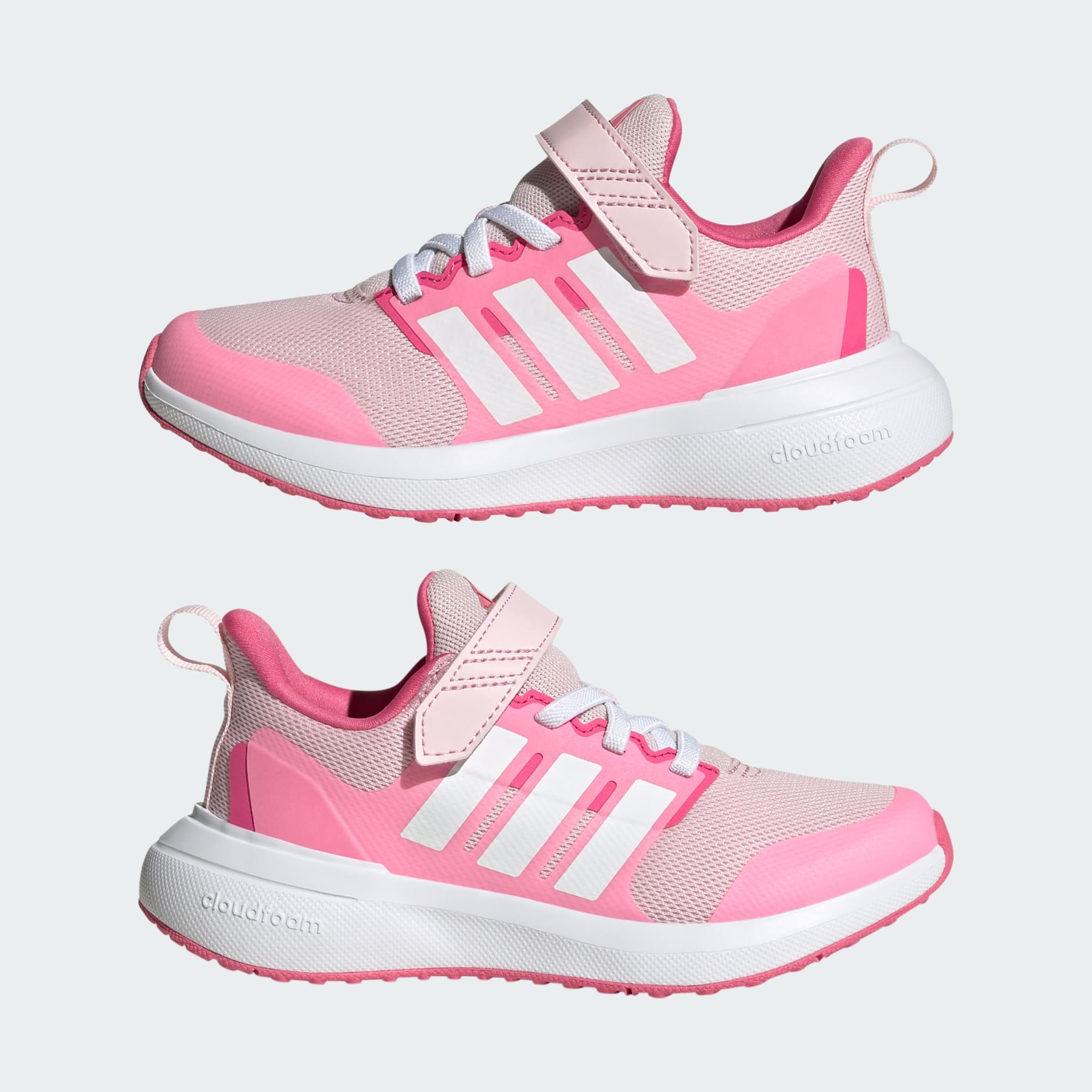 adidas FortaRun 2.0 Cloudfoam Elastic Lace Top Strap Shoes - Pink 
