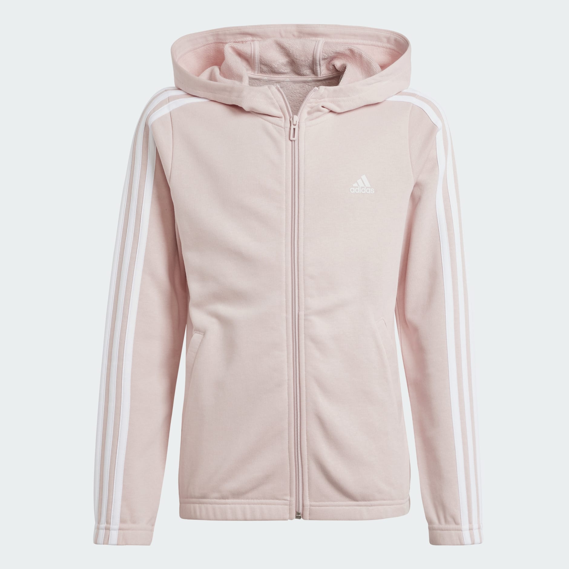 Kids Clothing Essentials 3 Stripes Full Zip Hoodie Pink adidas Bahrain