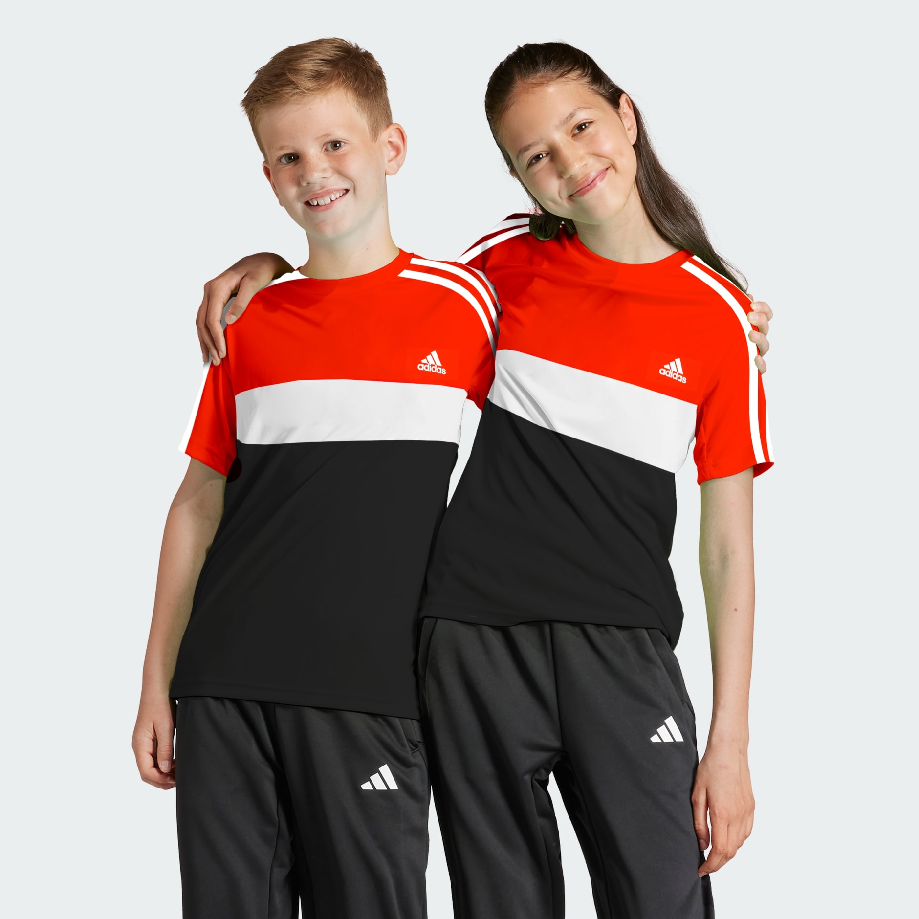 Kids Clothing - Tiberio Colorblock Kids | adidas Bahrain 3-Stripes Cotton - Tee Red