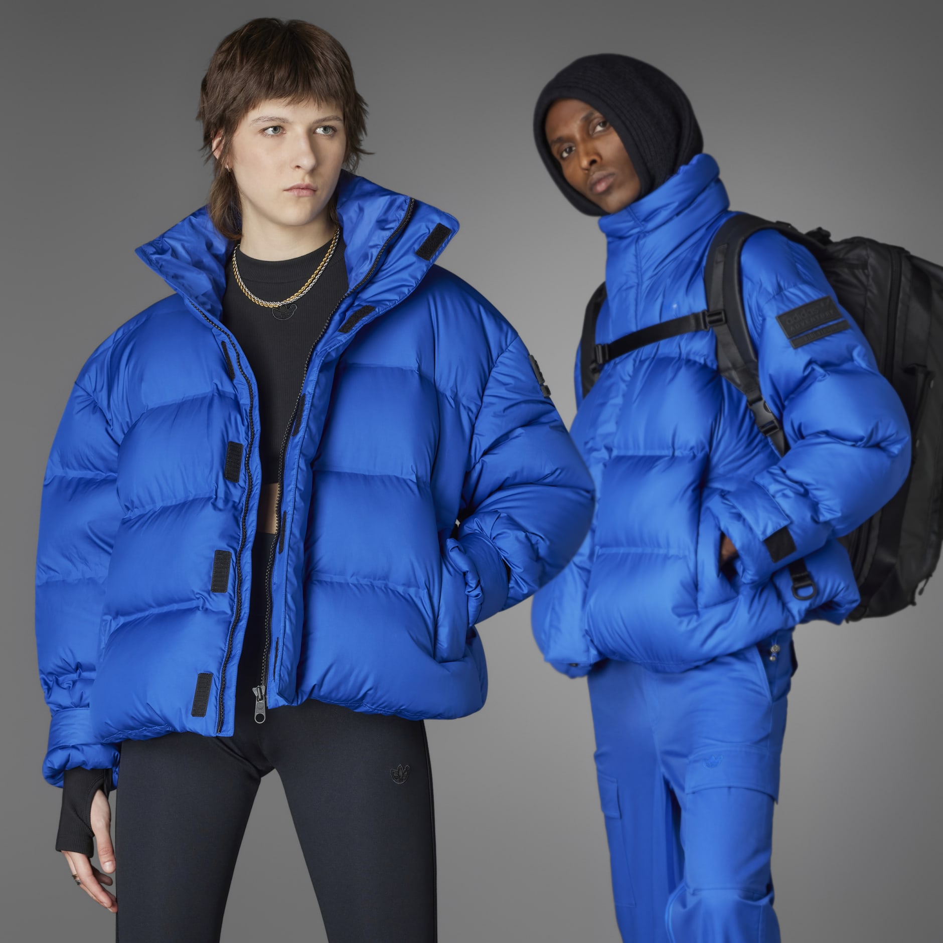 konservativ Mountaineer Kloster Clothing - Blue Version Oversized Down Puffer Jacket - Blue | adidas Oman