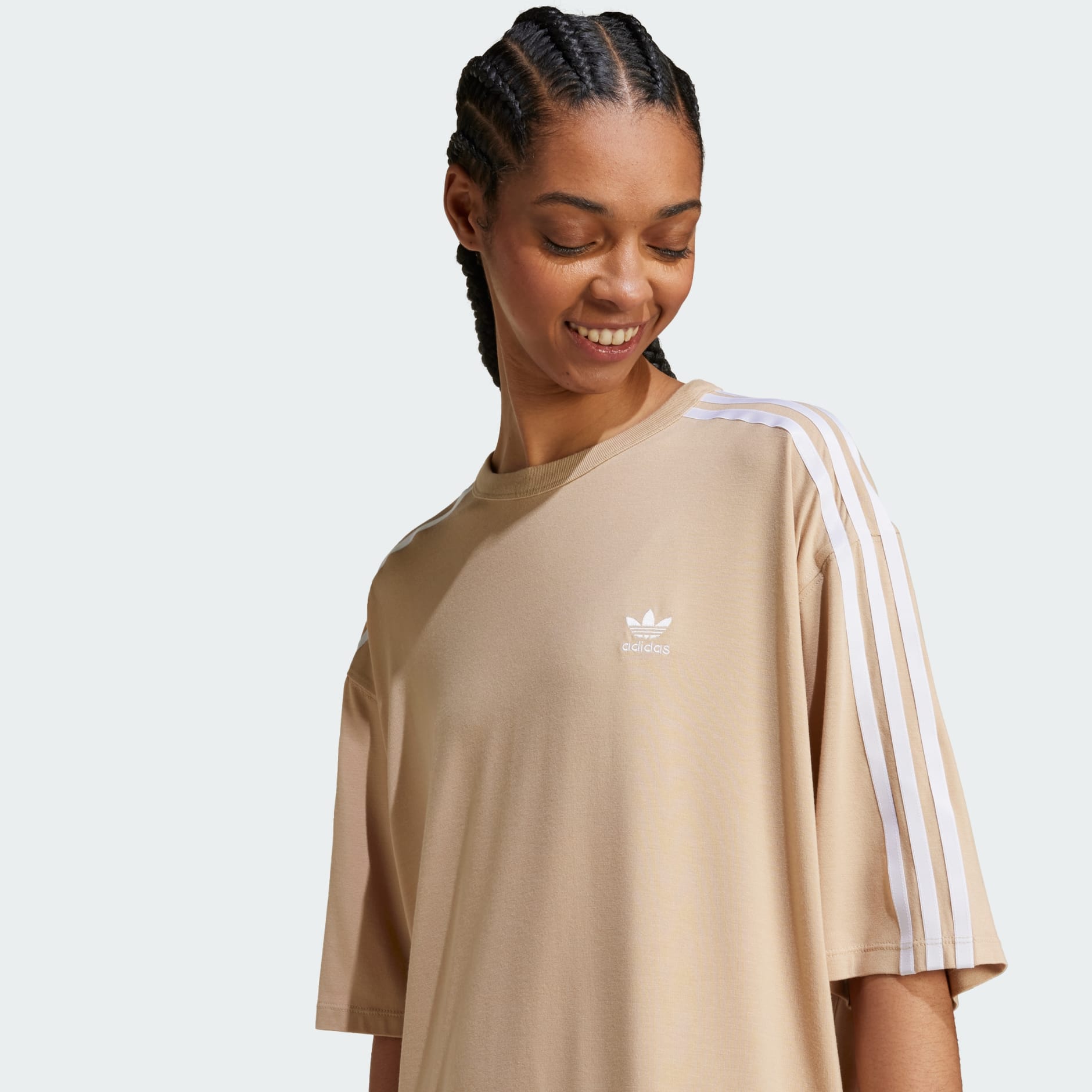 adidas 3-Stripes Oversized Tee - Beige | adidas LK