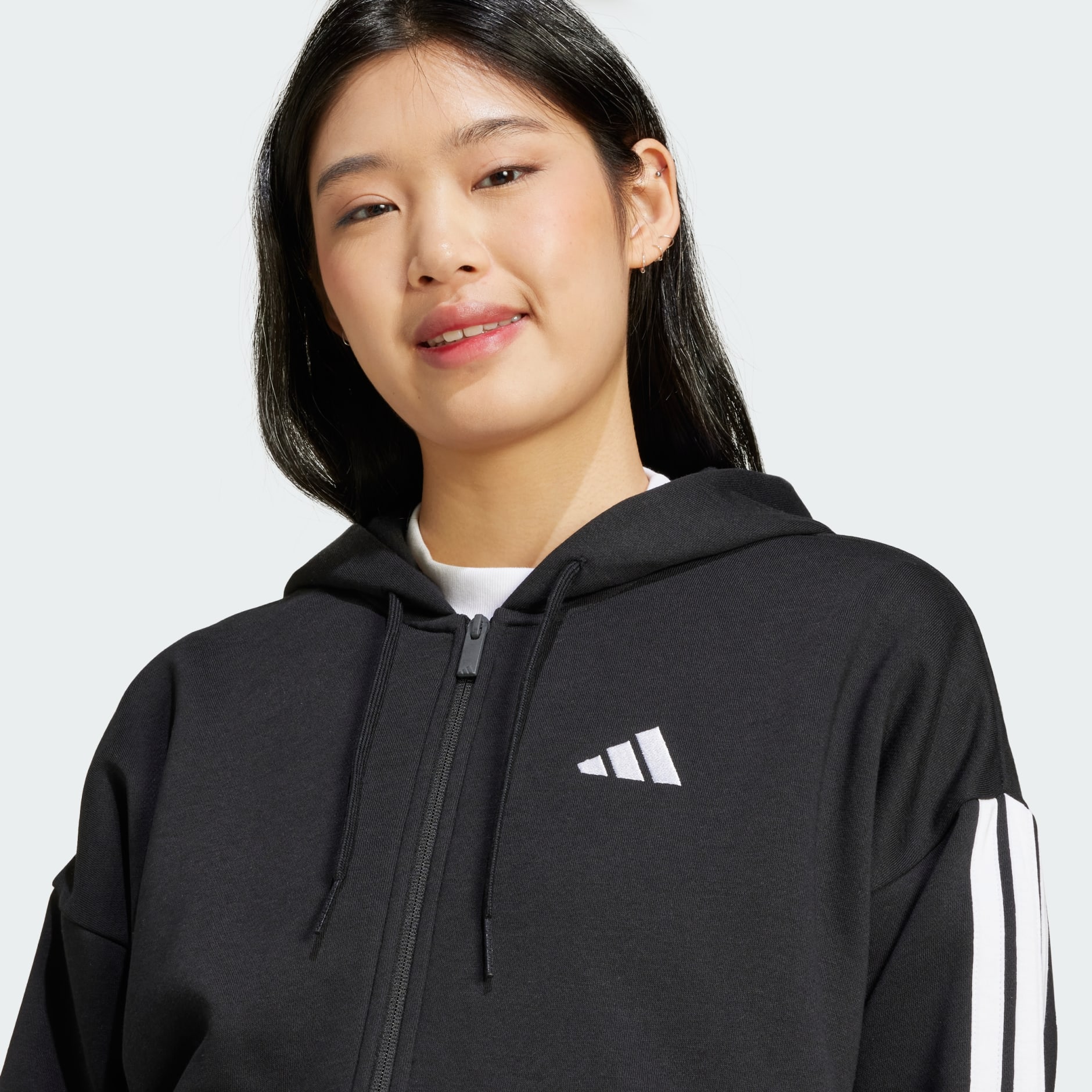 Essentials 3-Stripes Full-Zip Fleece Hoodie