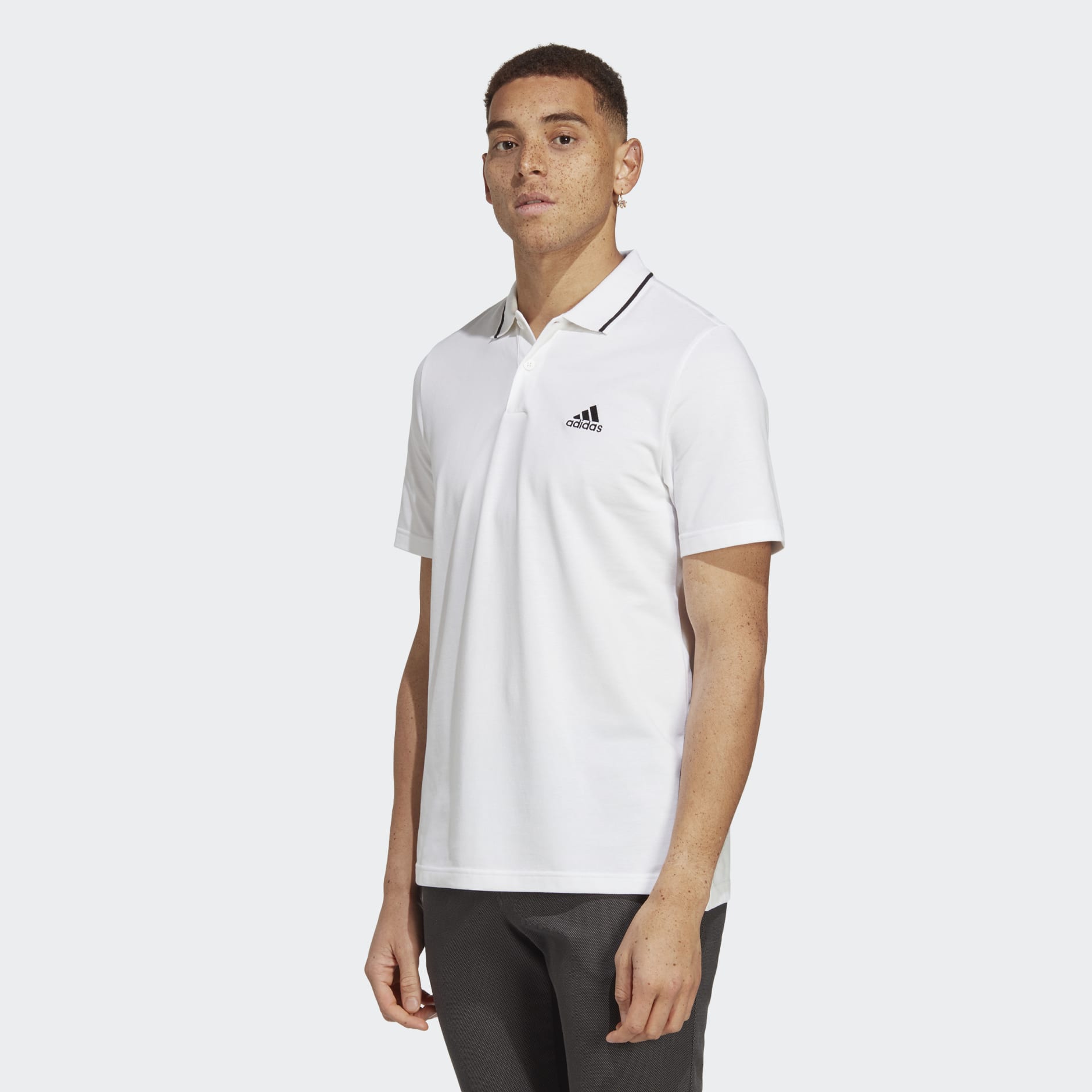 Men's Clothing - Essentials Piqué Small Logo Polo Shirt - White ...