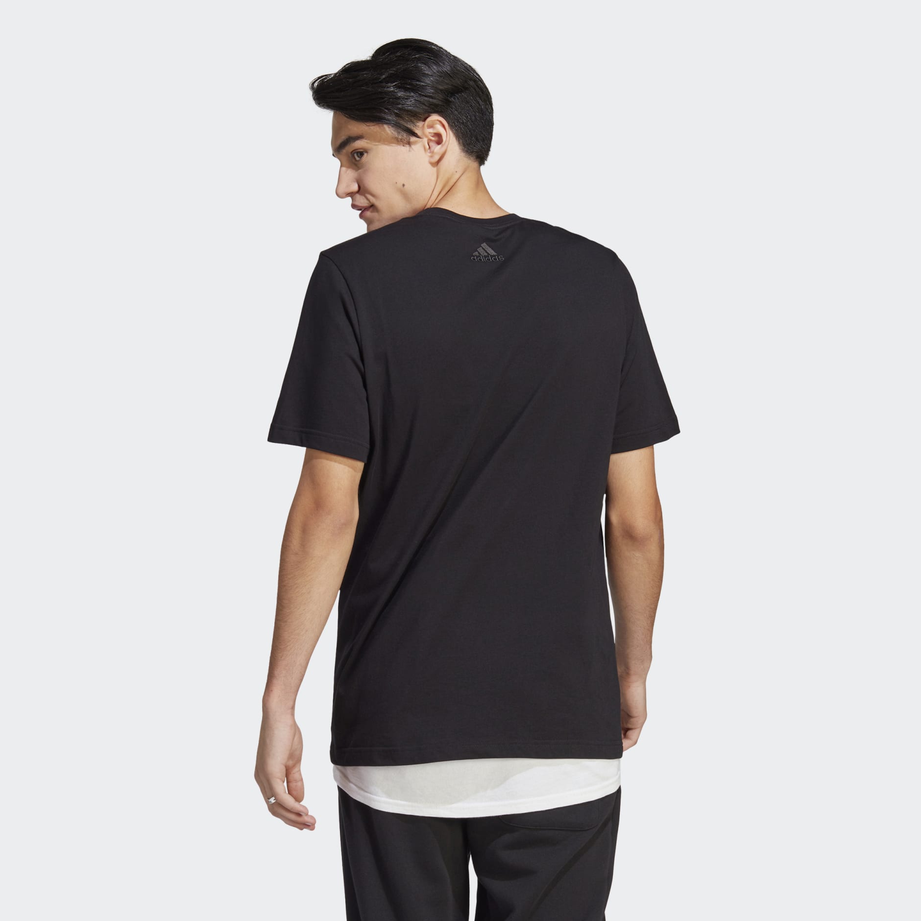Men\'s Clothing - Essentials Single Linear Saudi Arabia | adidas - Tee Black Jersey Embroidered Logo
