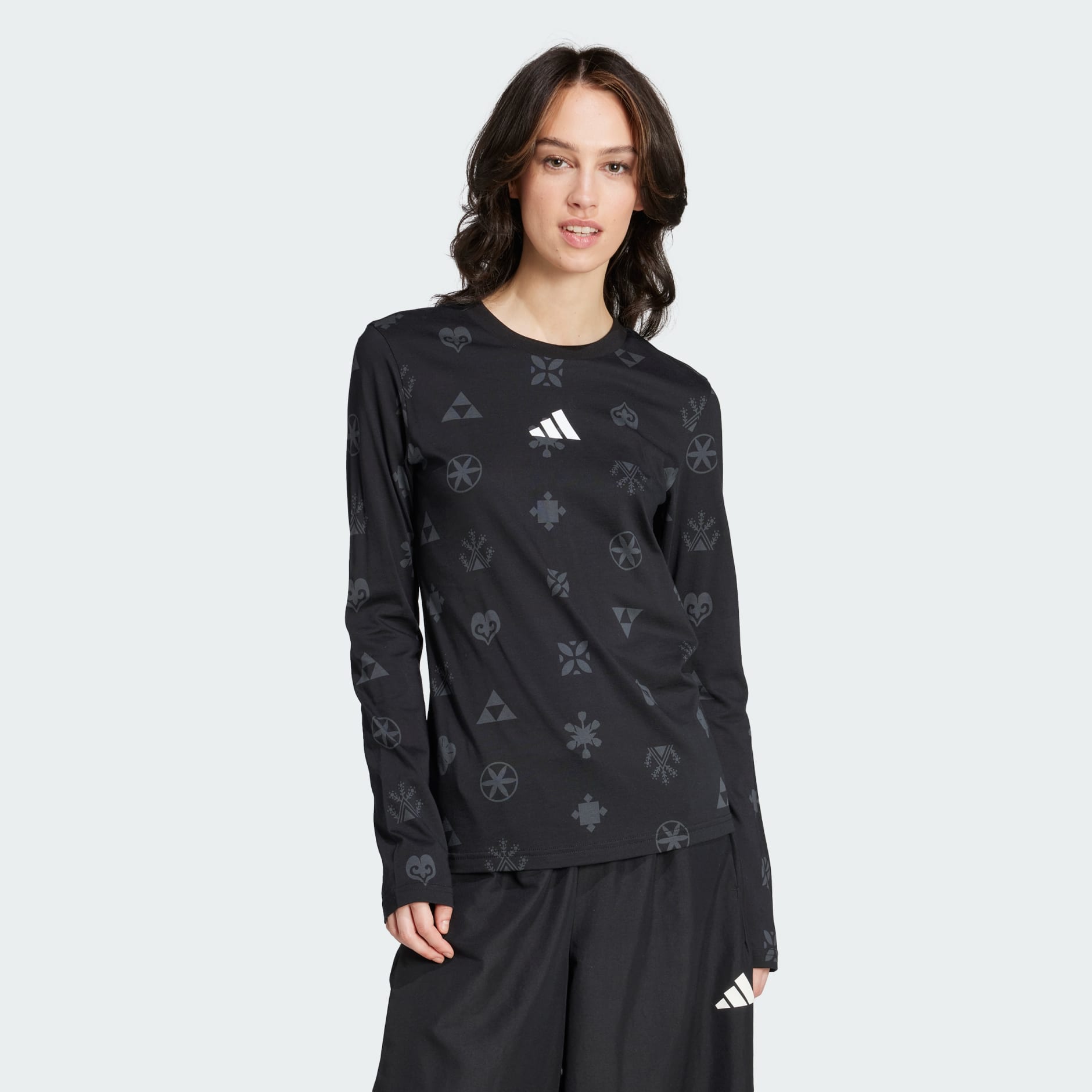 CLOTHING Bloom Sky Print Long Sleeve Tee Black adidas Bahrain