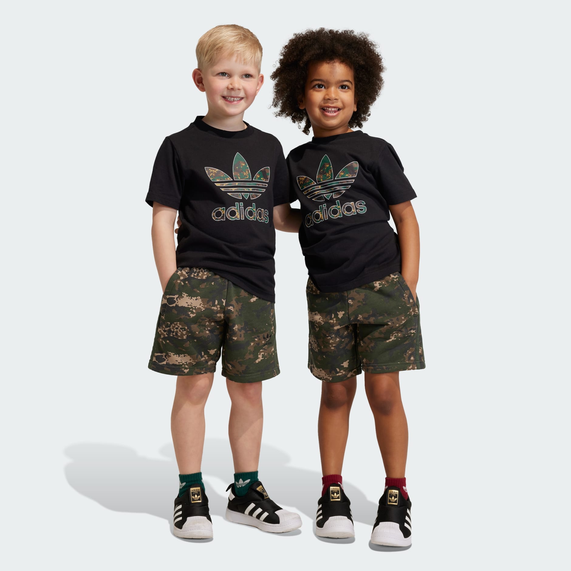Kids Clothing - Camo Shorts and Tee Set - Black | adidas Saudi Arabia