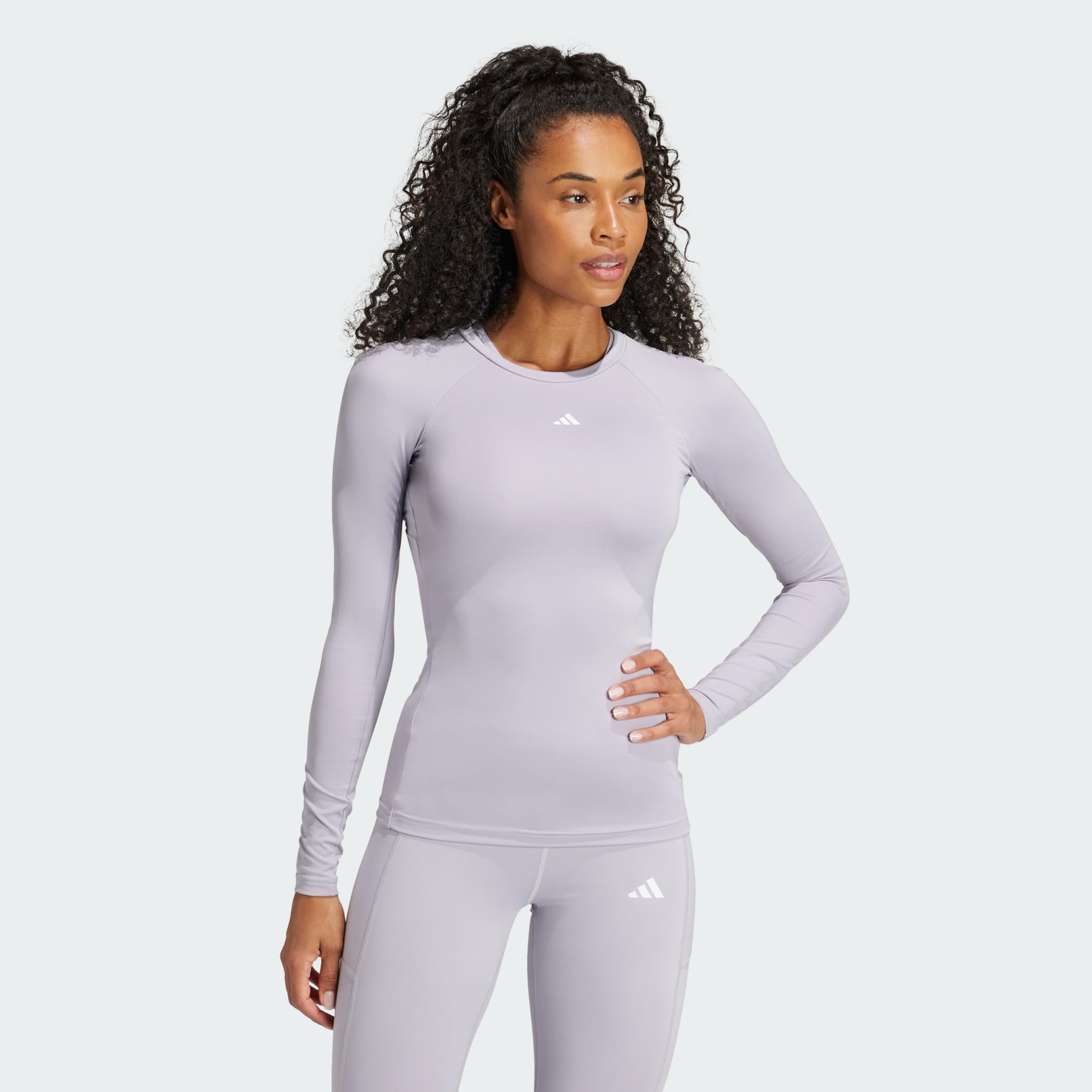 Adidas Techfit Long Sleeve T shirt Grey M Woman