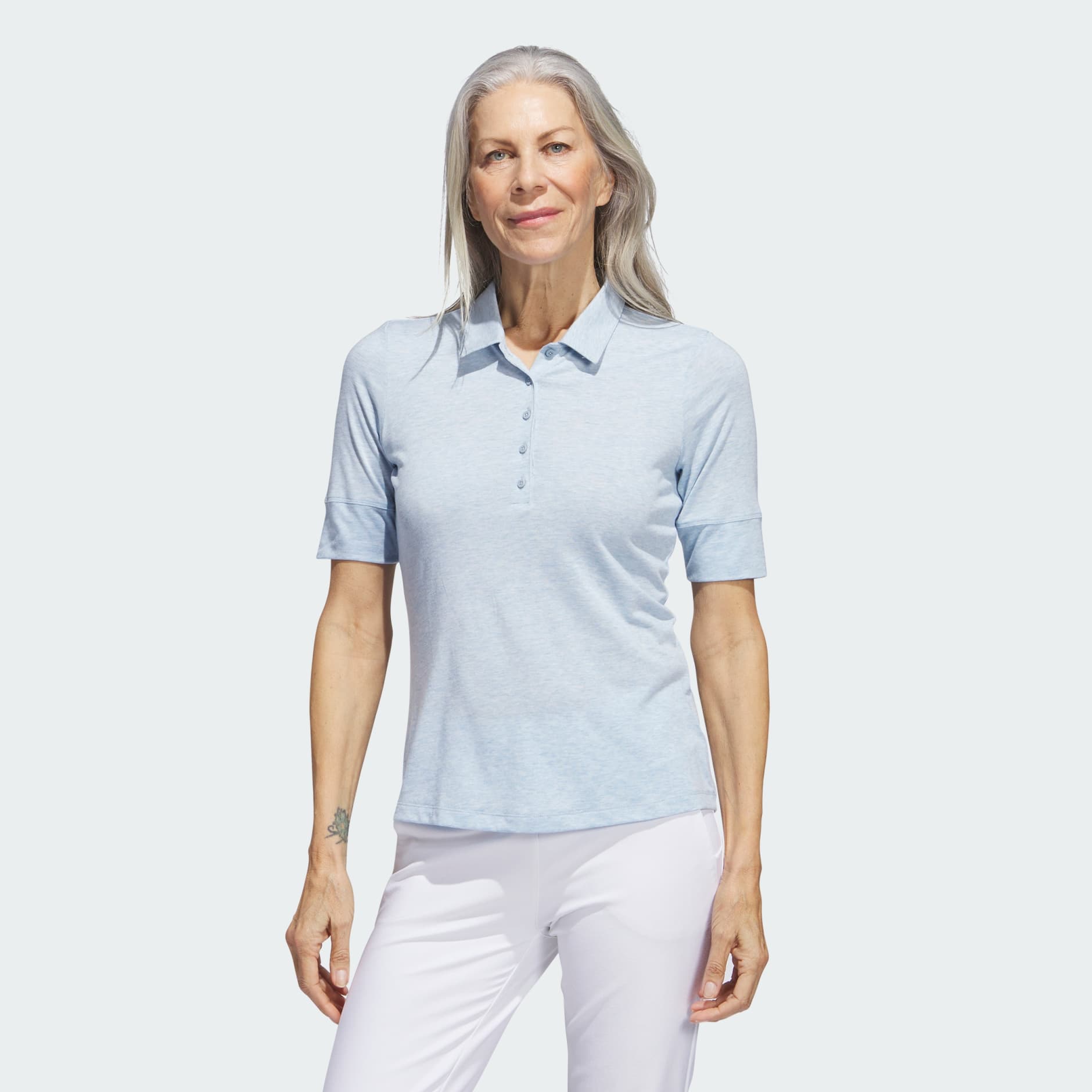 Clothing - Mélange Golf Polo Shirt - Blue | adidas South Africa