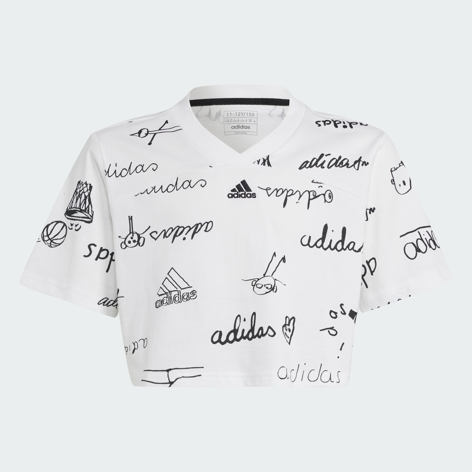 Clothing - Brand Love Cropped Tee Kids - White | adidas South Africa