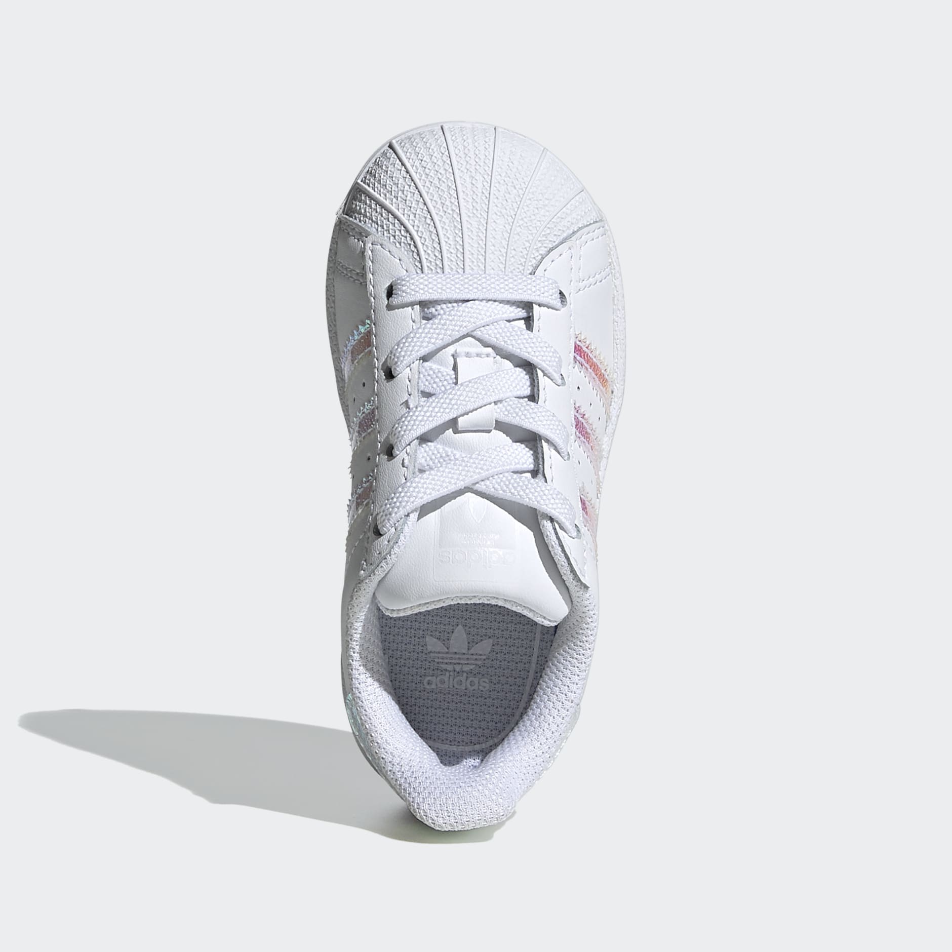 Tween adidas superstar top athletic shoe white/iridescent