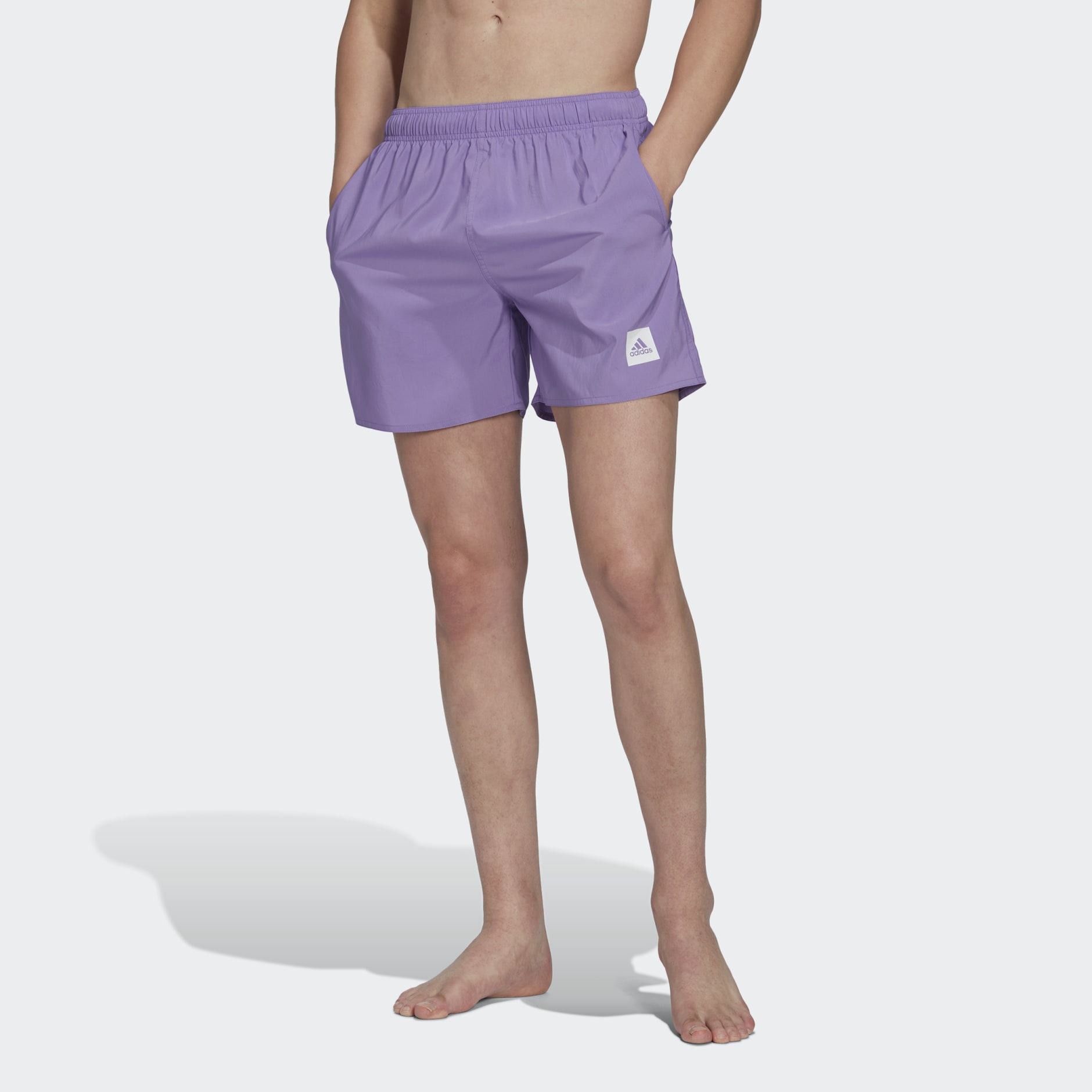 Clothing - Short Length Solid Swim Shorts - Purple | adidas South Africa