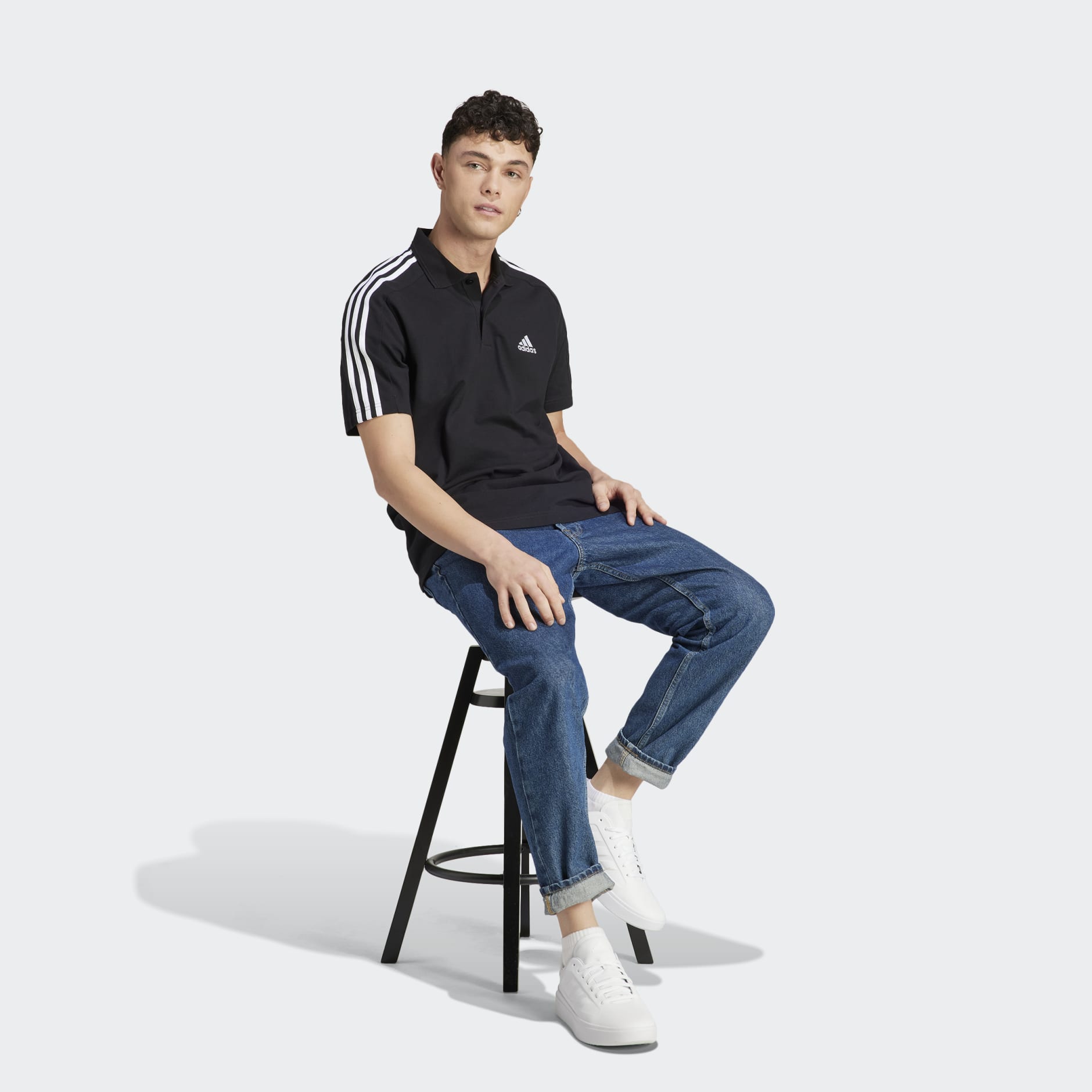 adidas Essentials Piqué Embroidered Small Logo 3-Stripes Polo Shirt ...