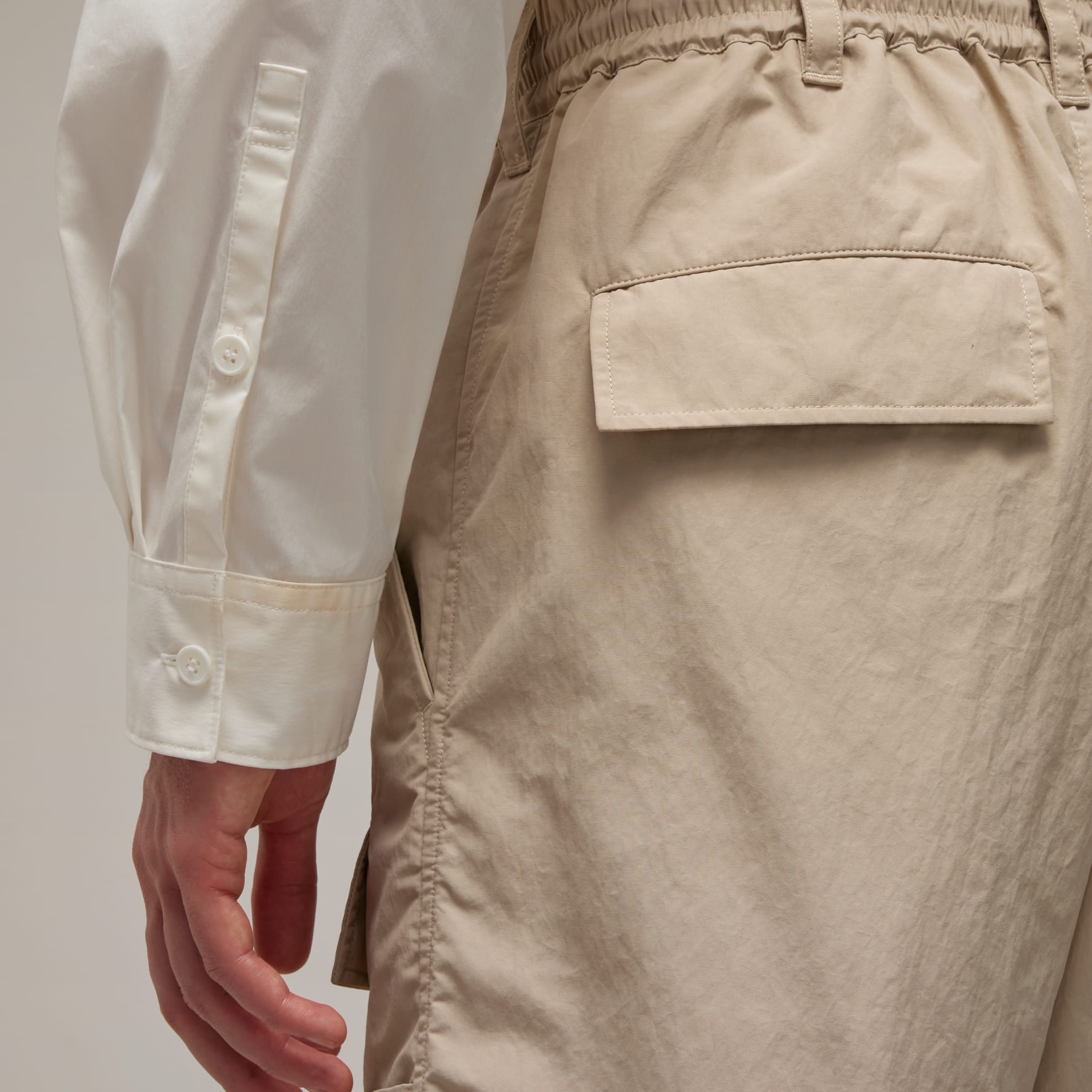 adidas Y-3 Crinkle Men's Nylon Cuffed Pants Beige IV8024