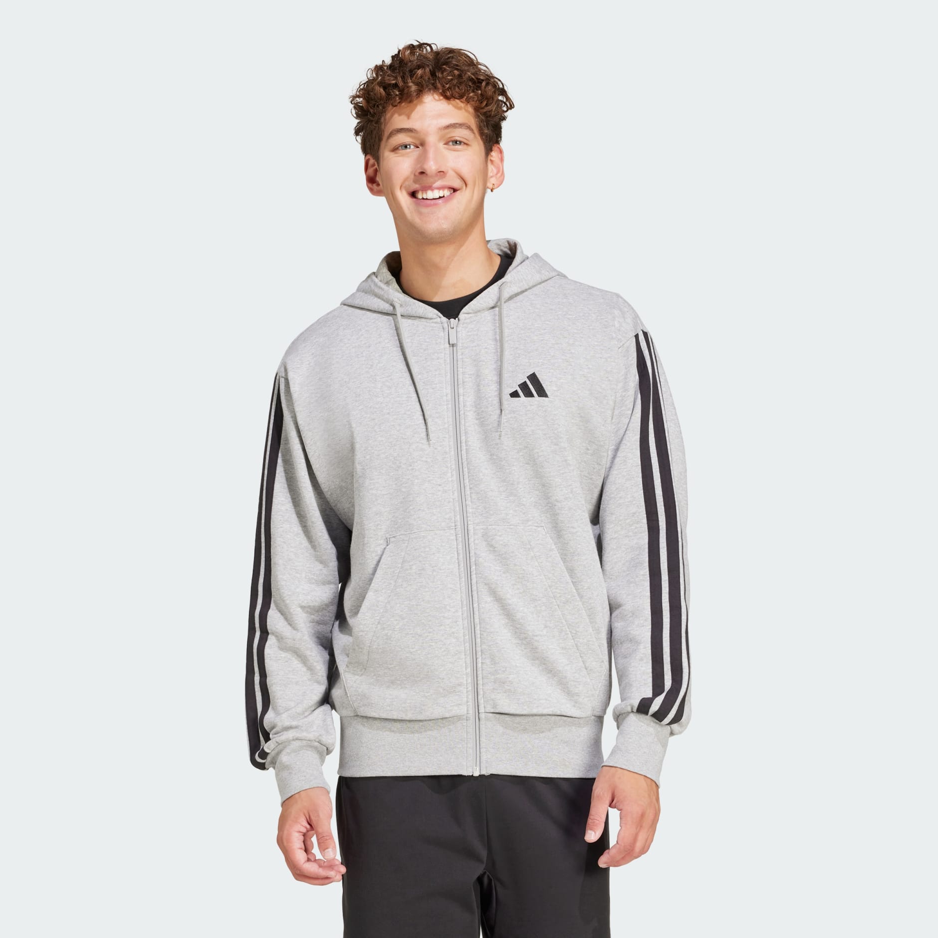 Essentials 3-Stripes French Terry Full-Zip Hoodie