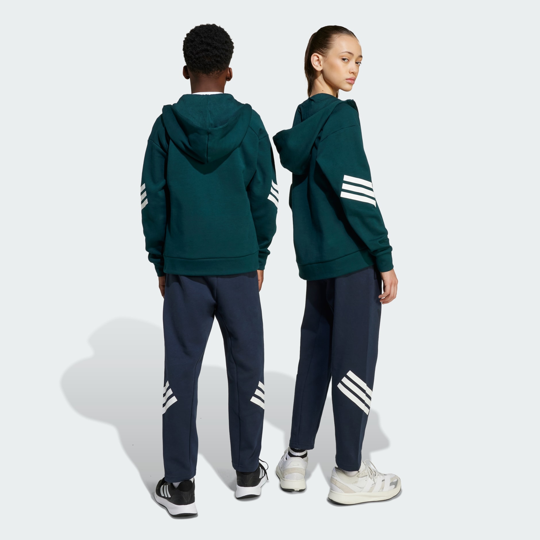 Dječji gornji dio trenirke s kapuljačom i patentnim zatvaračem punom duljinom Future Icons 3-Stripes