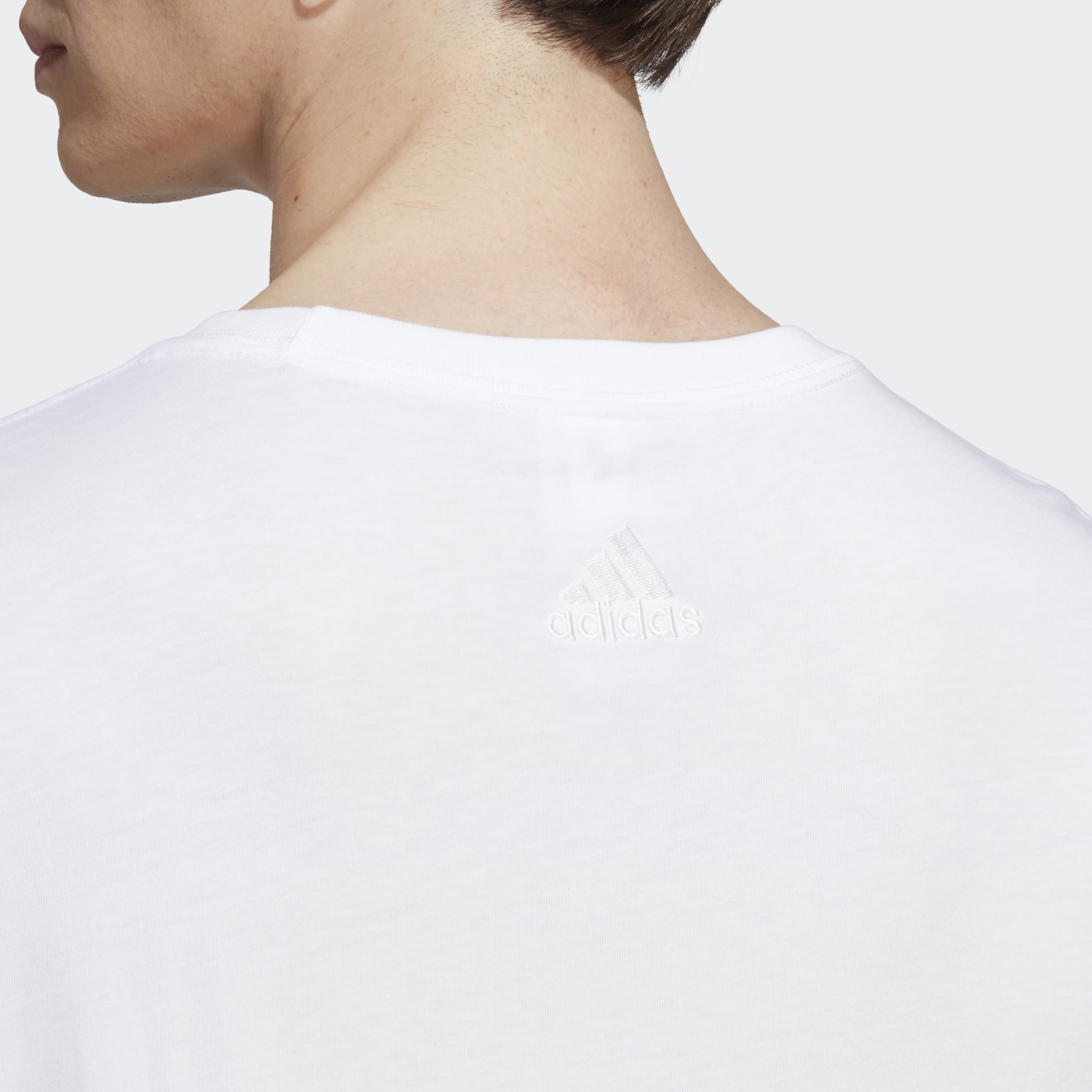 Tee Linear Single | White adidas - Logo Jersey Embroidered adidas GH Essentials