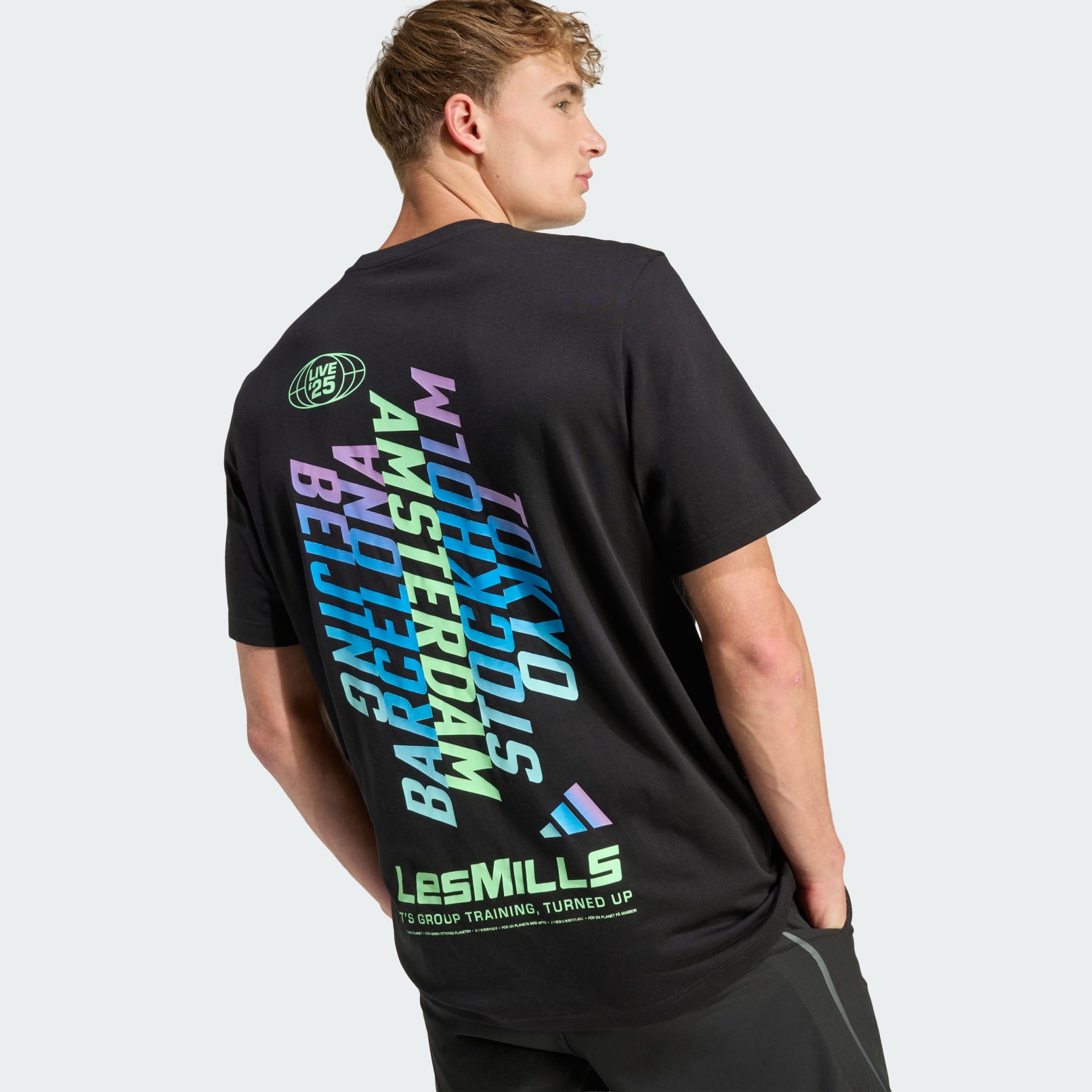 Tricou cu elemente grafice LES MILLS TOUR