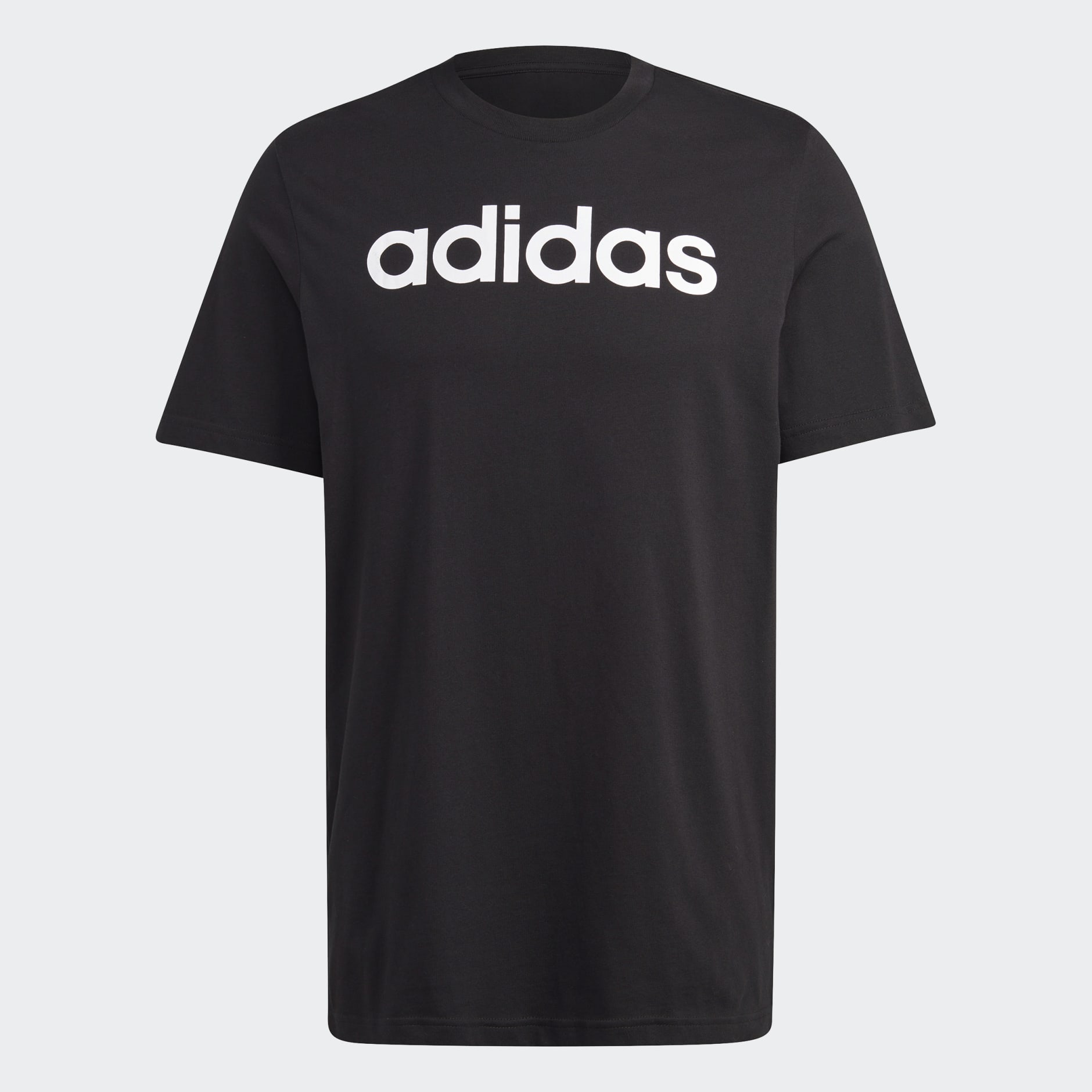Men's Clothing - Essentials Single Jersey Linear Embroidered Logo Tee -  Black | adidas Saudi Arabia