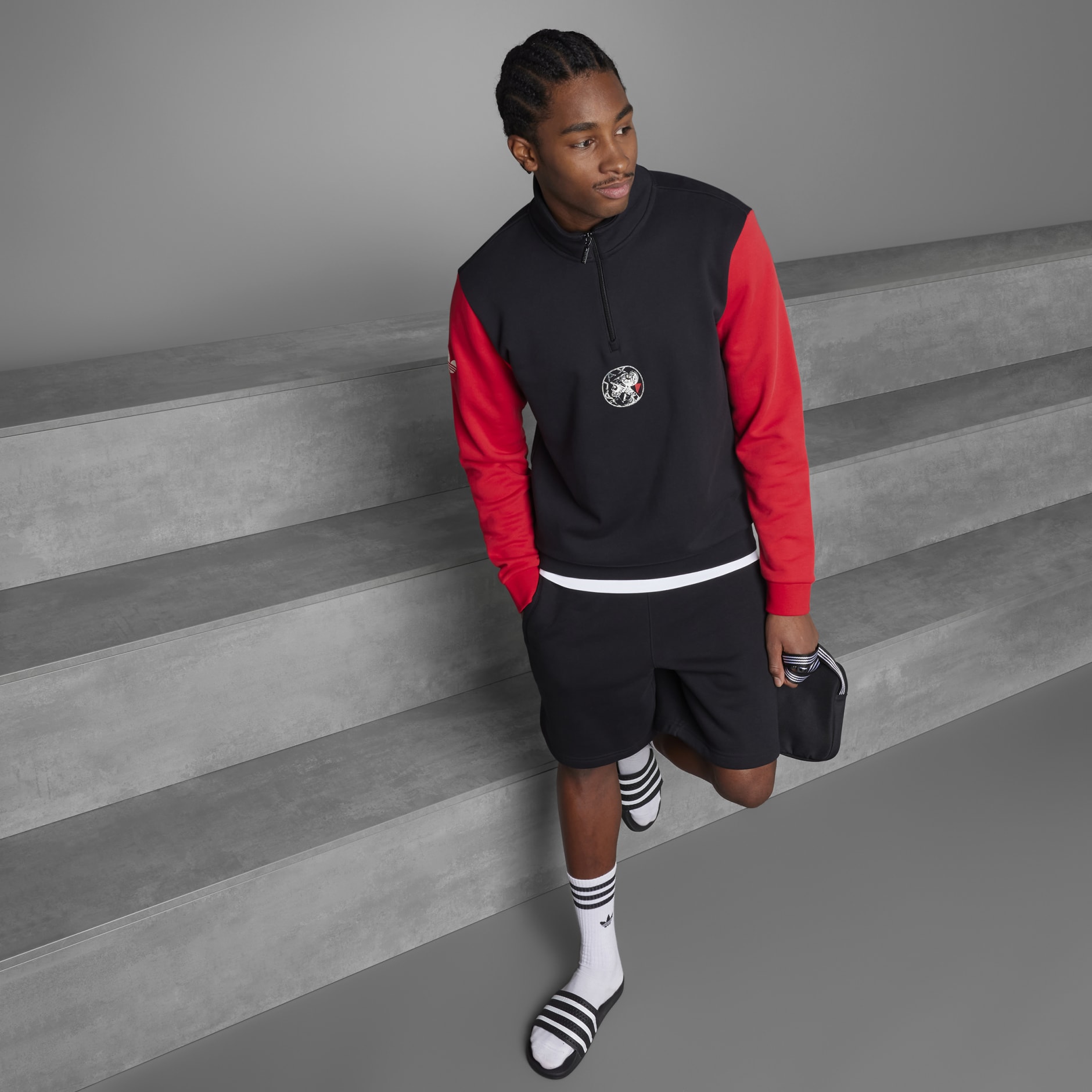 Men's Clothing Ajax Amsterdam OG QuarterZip Jacket Black adidas