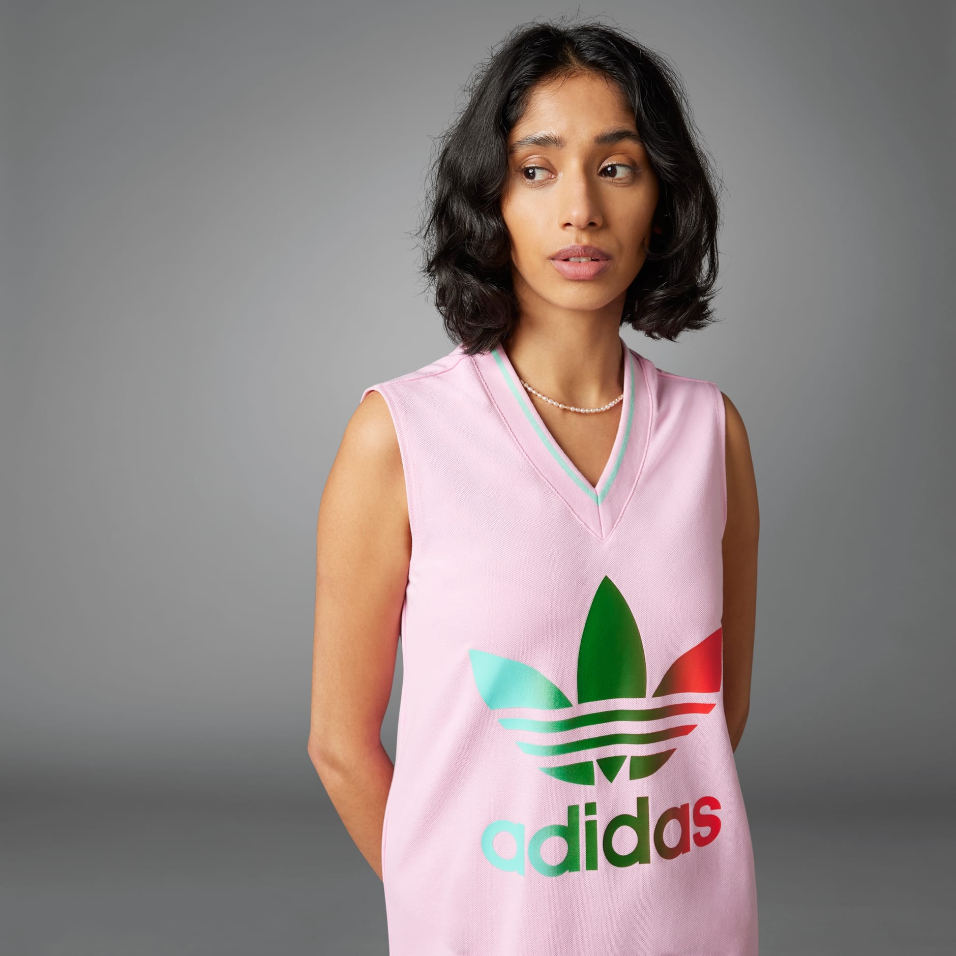 Women s Clothing Adicolor 70s V Neck Dress Pink adidas Egypt