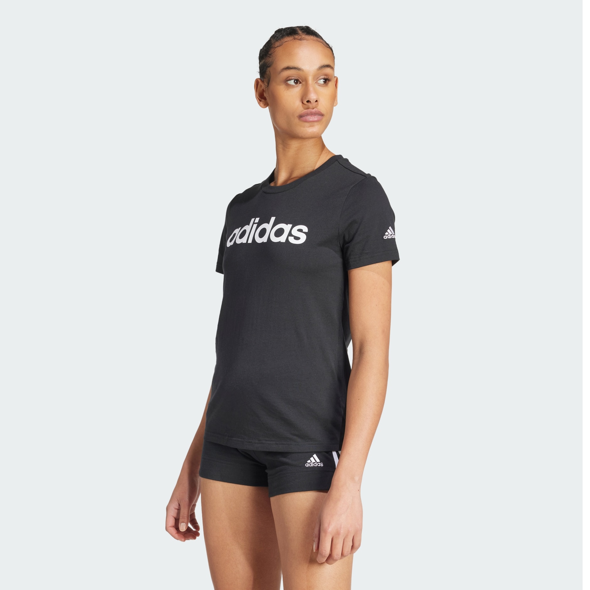 adidas Essentials Slim Logo Tee - Black | adidas UAE