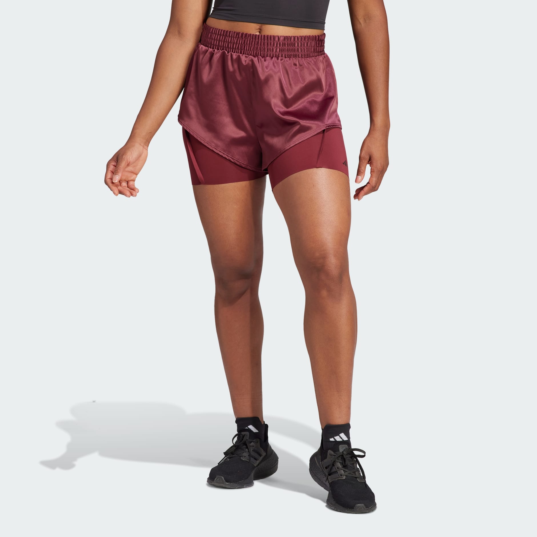 adidas Power Workout Two-in-One Shorts - Burgundy