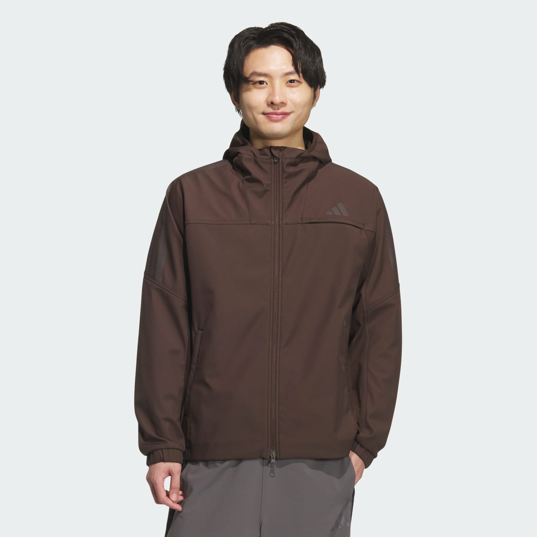 3STRIPES REGULAR FIT BONDED FLEECE HOODED WIND JACKET