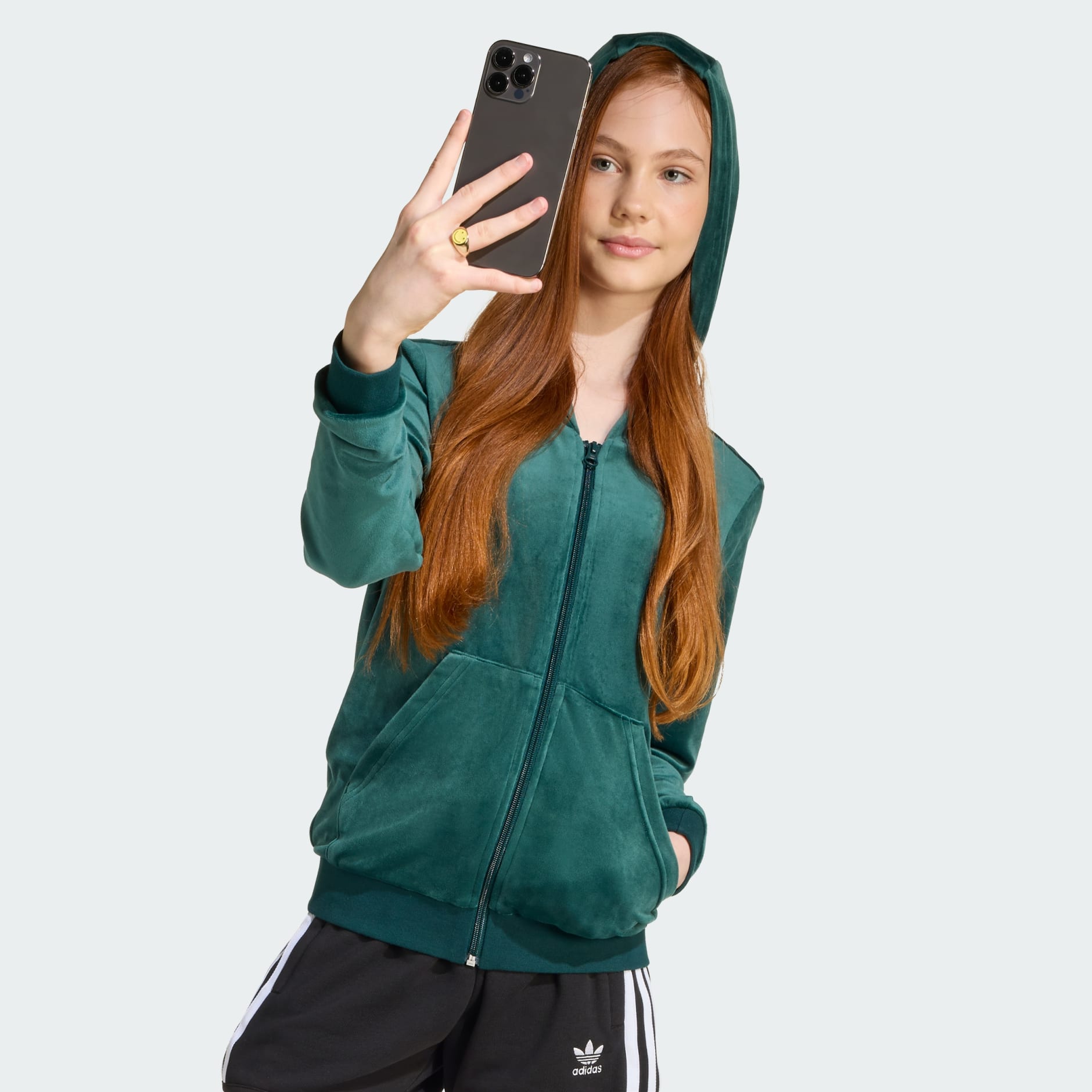 Hanorac din velur cu fermoar