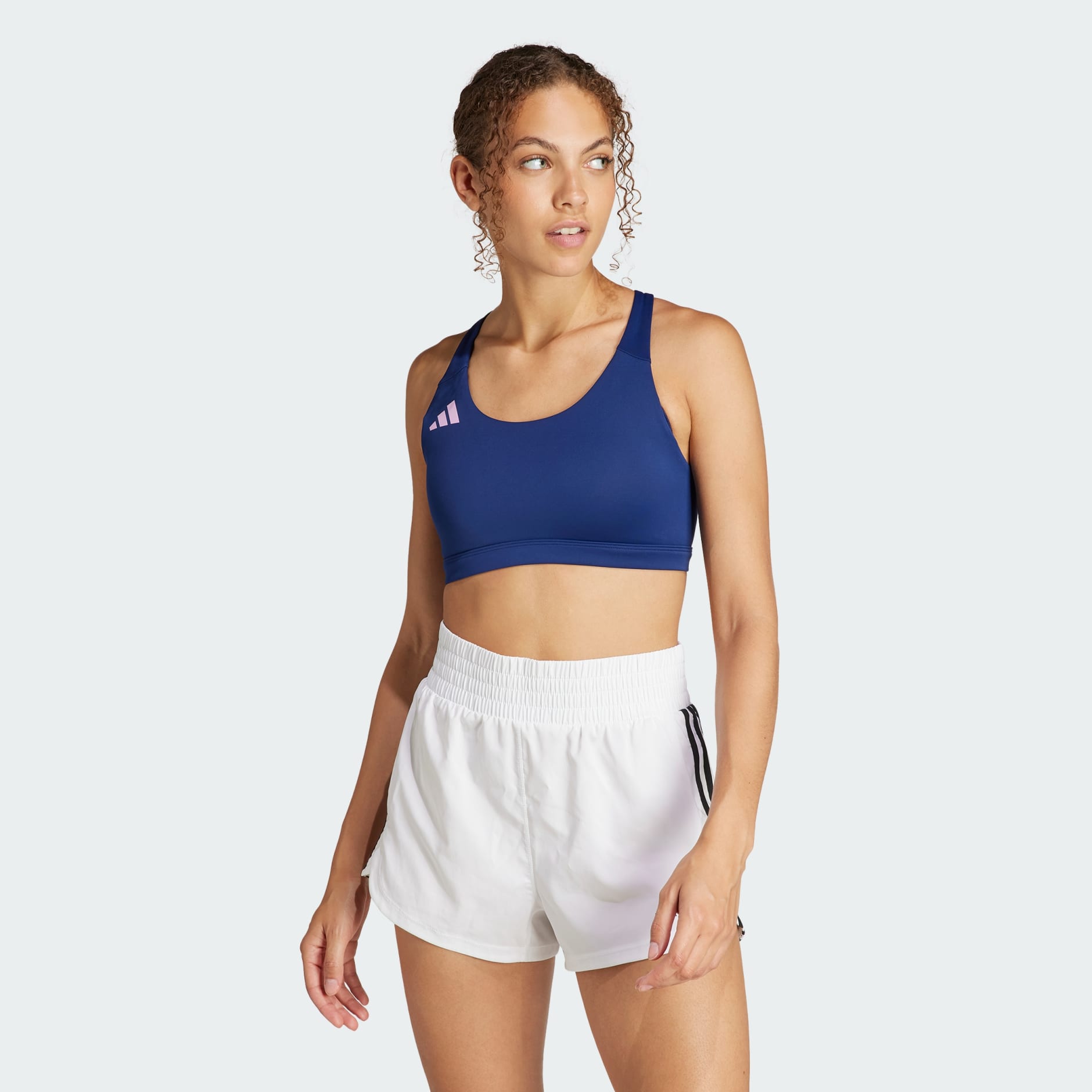 Recycled medium support sports bra, navy blue, Adidas Performance